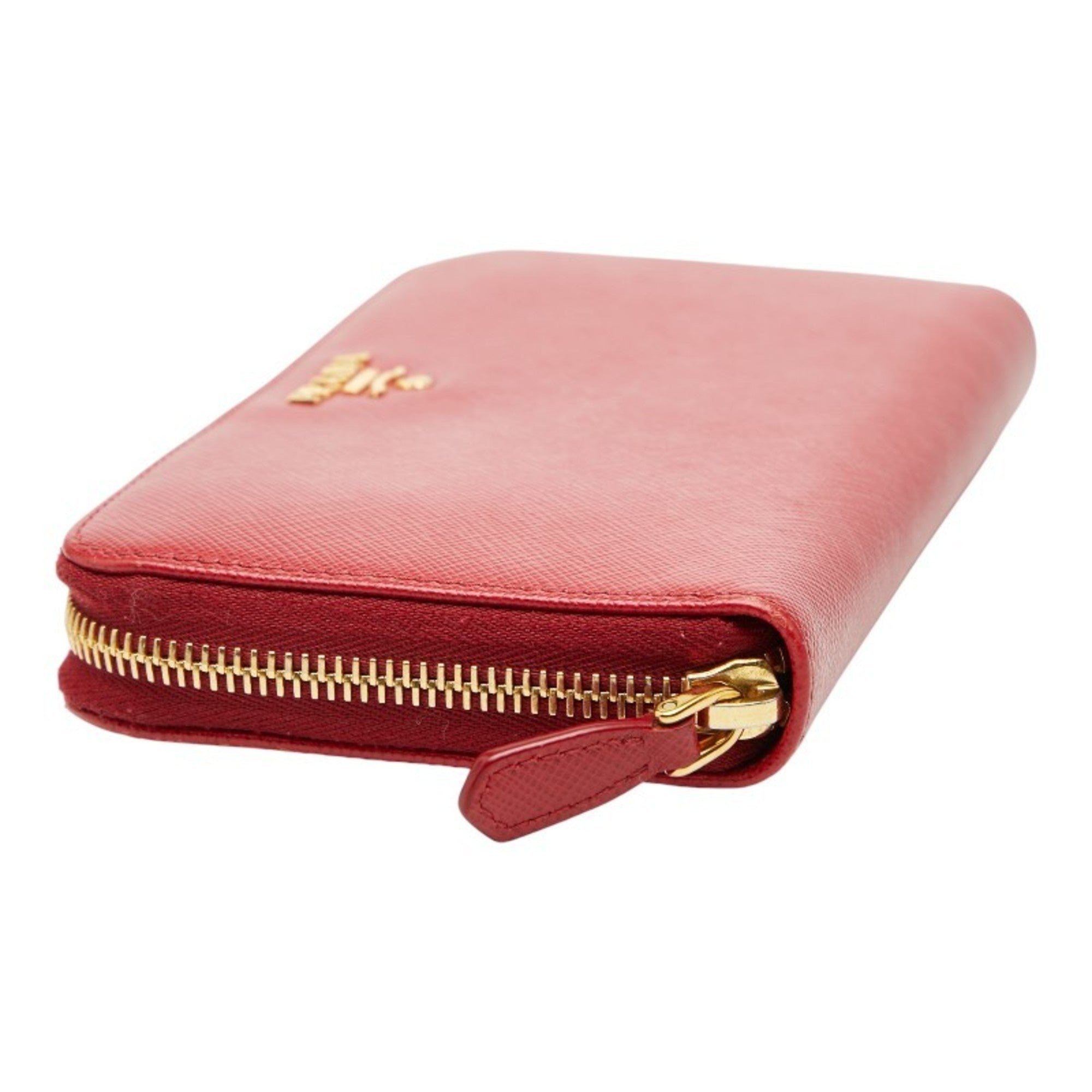 Prada Red Color Leather Long Wallet (Bi-Fold) (Pre-Owned)