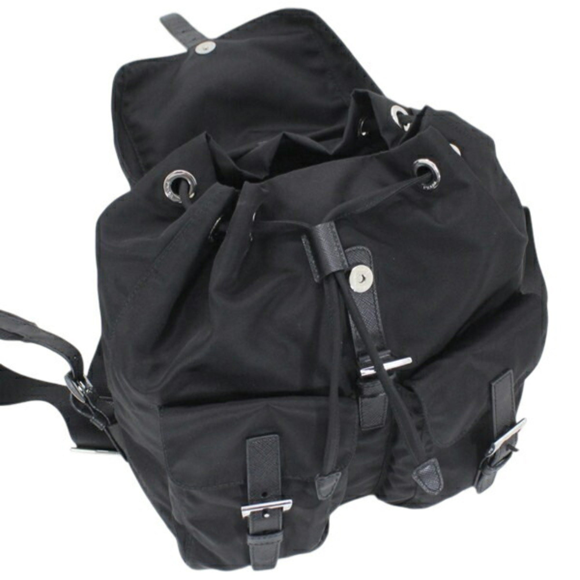 Prada Black Nero Nylon Leather Backpack (Pre-Owned)