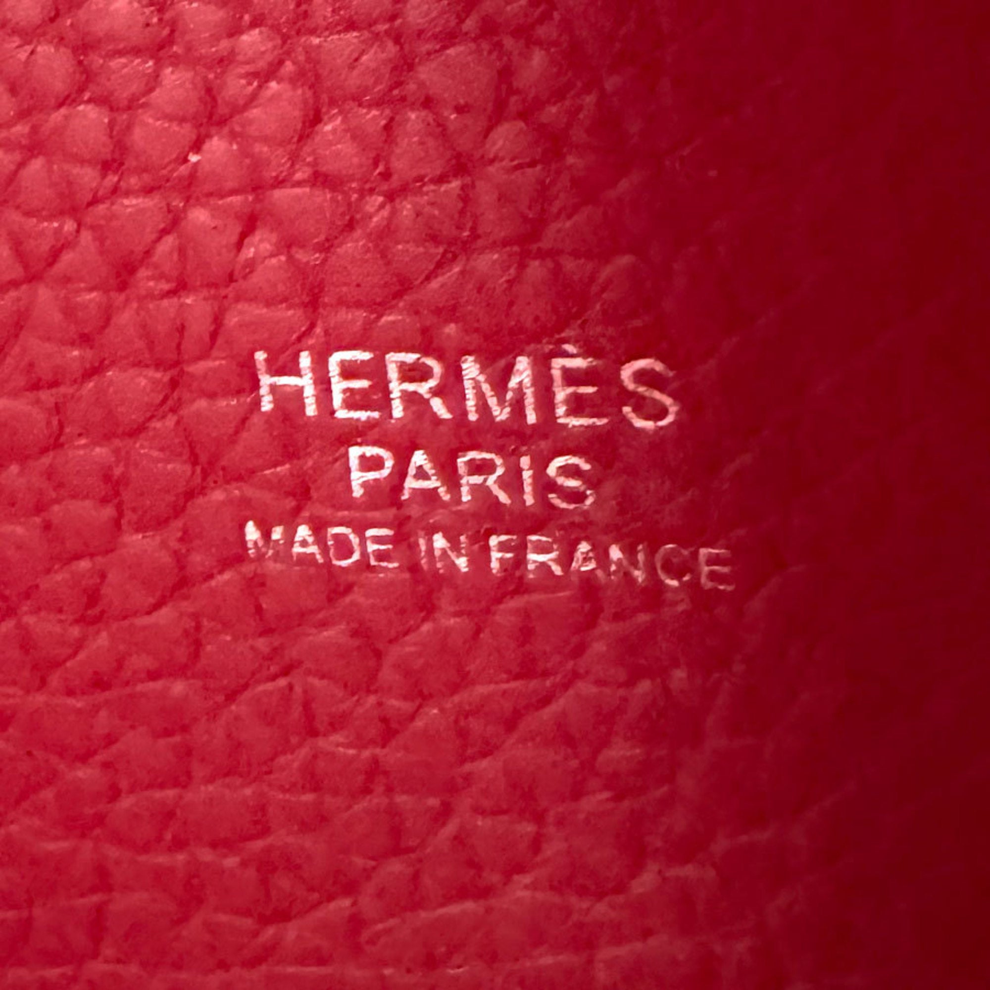 Hermes Rouge Casaque Taurillon Clemence Leather Handbag (Pre-Owned)