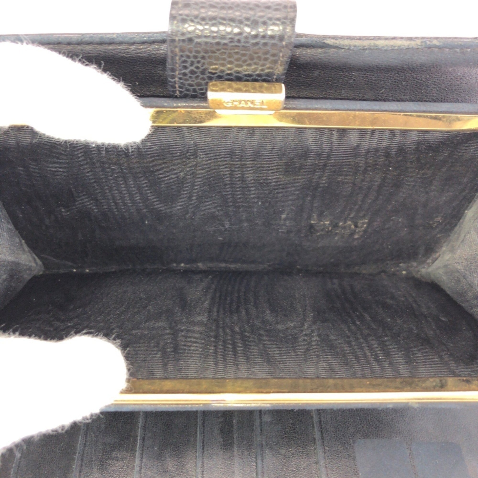 Chanel Black Grained Calfskin Long Wallet (Bi-Fold) (Pre-Owned)