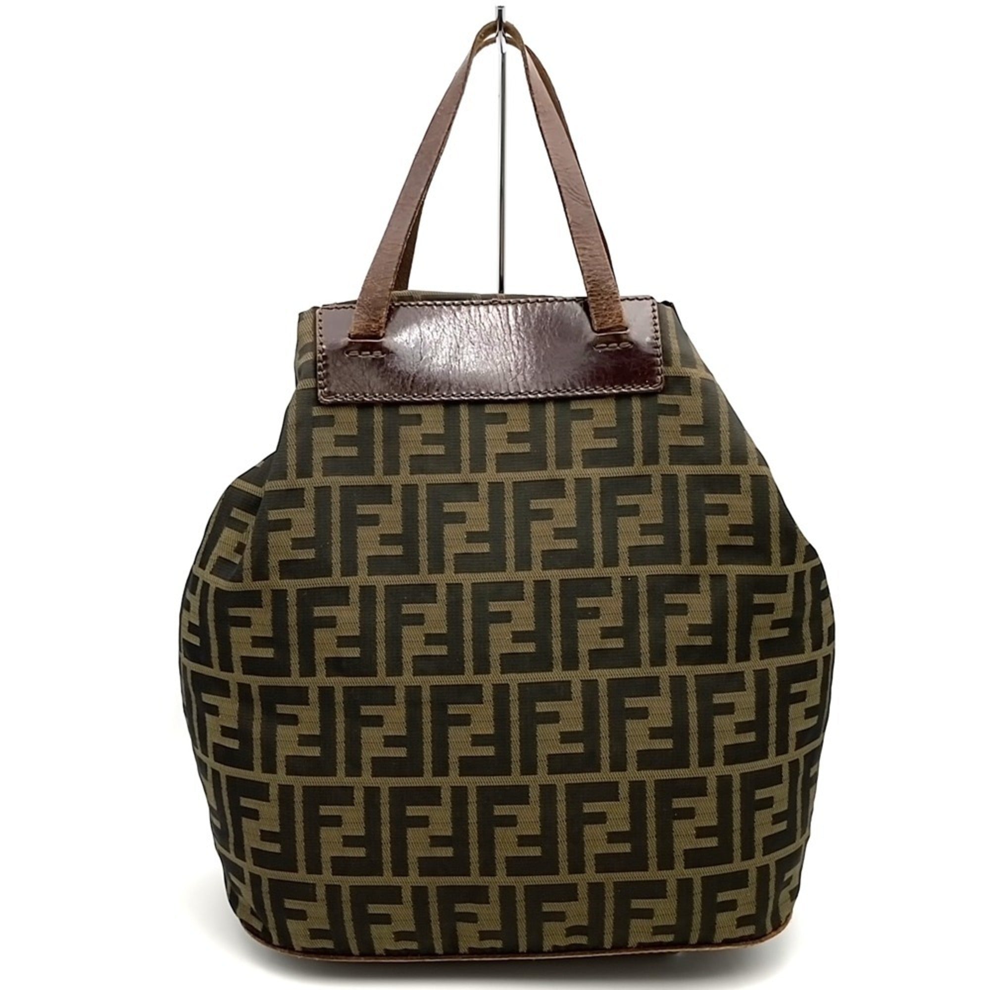 Fendi Zucca Brown Nylon Leather Eco-Bag Handbag Tote Bag (Pre-Owned)