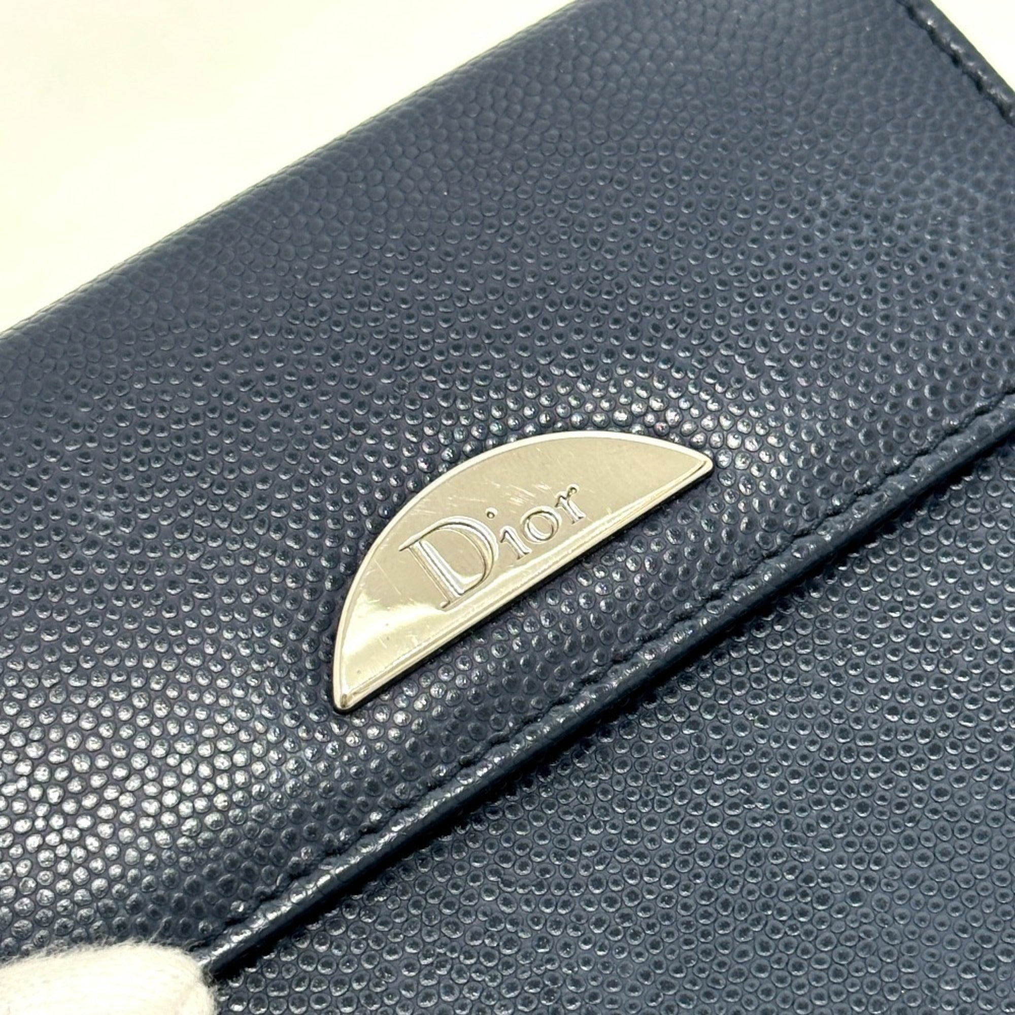 Christian Dior Navy Leather Wallet (Bi-Fold) (Pre-Owned)