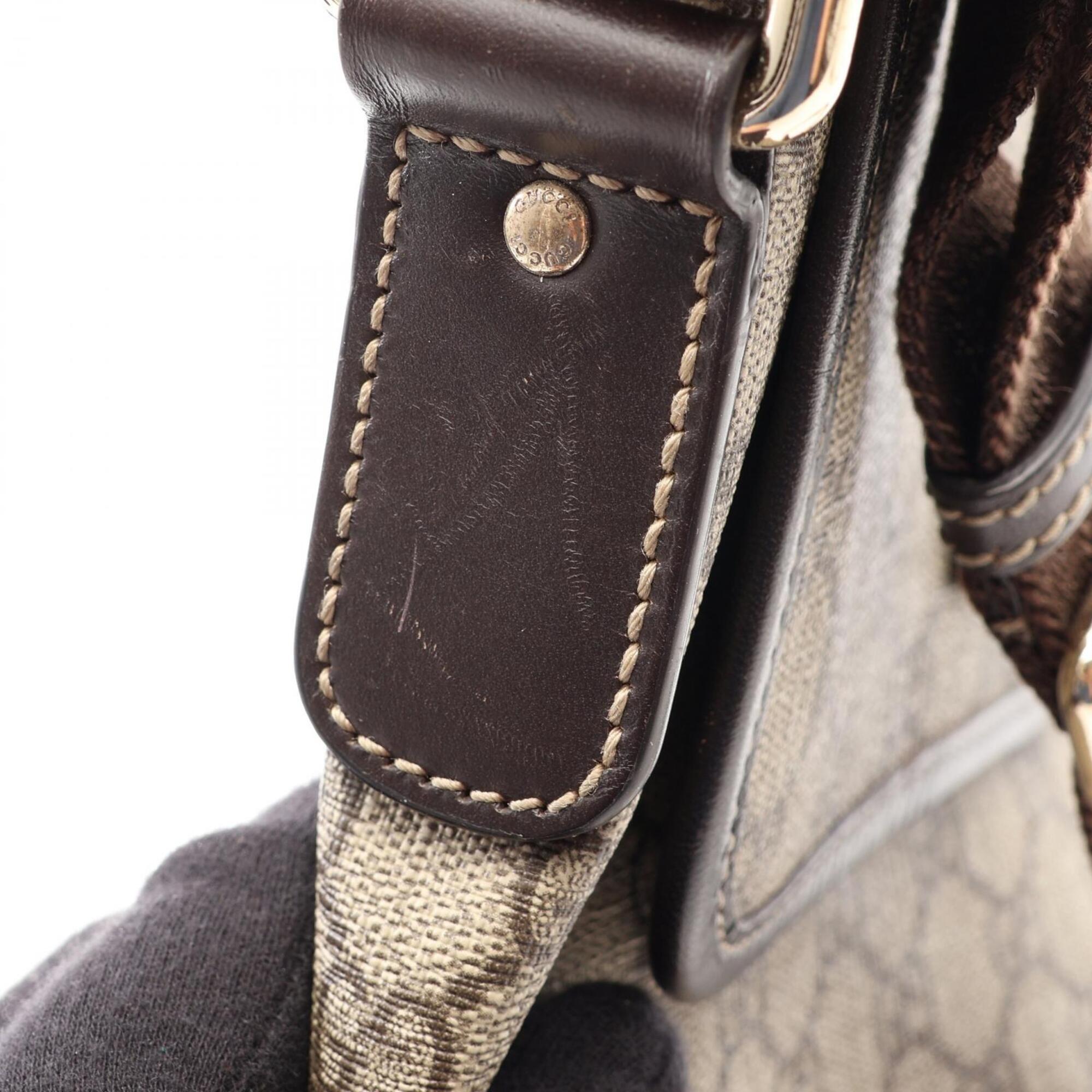 Gucci Beige Brown Coated Canvas Leather Handbag Shoulder Bag (Pre-Owned)