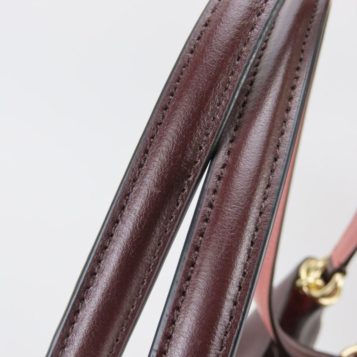 Coach Dark Brown Pink Wine Leather Pvc Tote Bag (Pre-Owned)