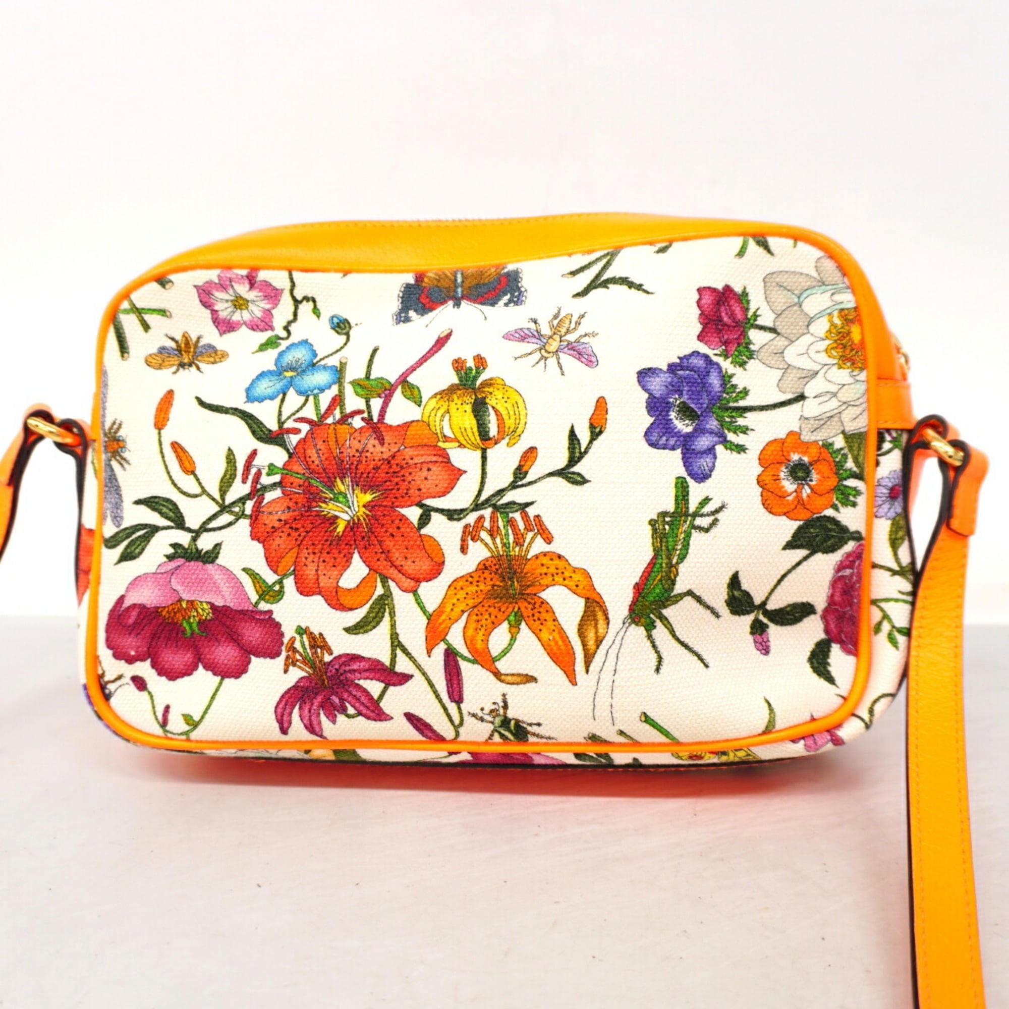 Gucci Multi-Color Orange Canvas Shoulder Bag (Pre-Owned)