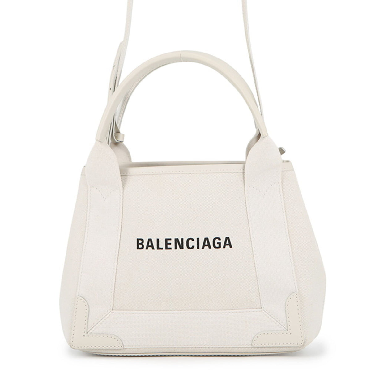 Balenciaga White Canvas Leather Handbag Pouch (Pre-Owned)
