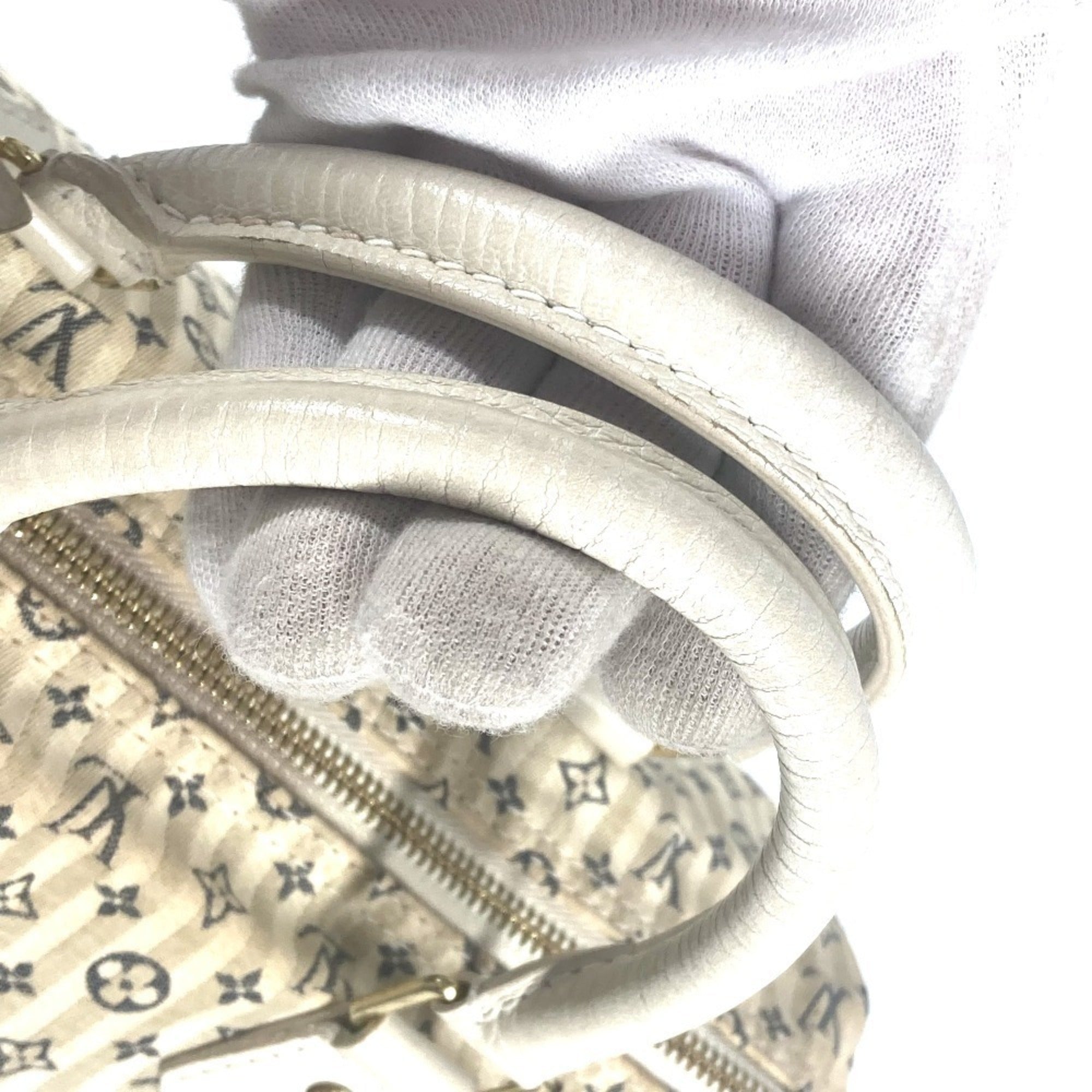 Louis Vuitton Monogram Mini Lin Navy White Monogram Mini Lin Boston Bag Handbag (Pre-Owned)