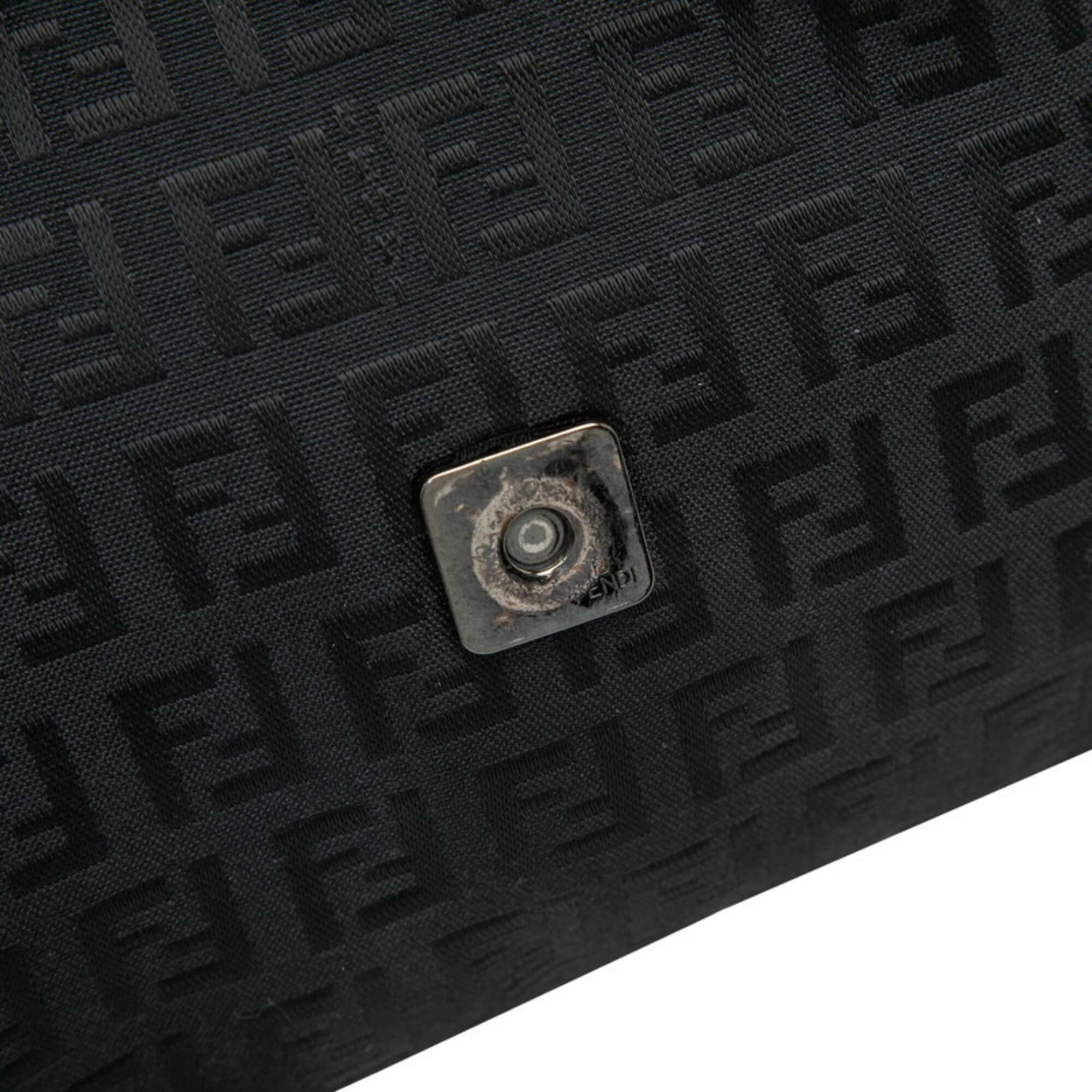 Fendi Black Canvas Leather Shoulder Bag (Pre-Owned)