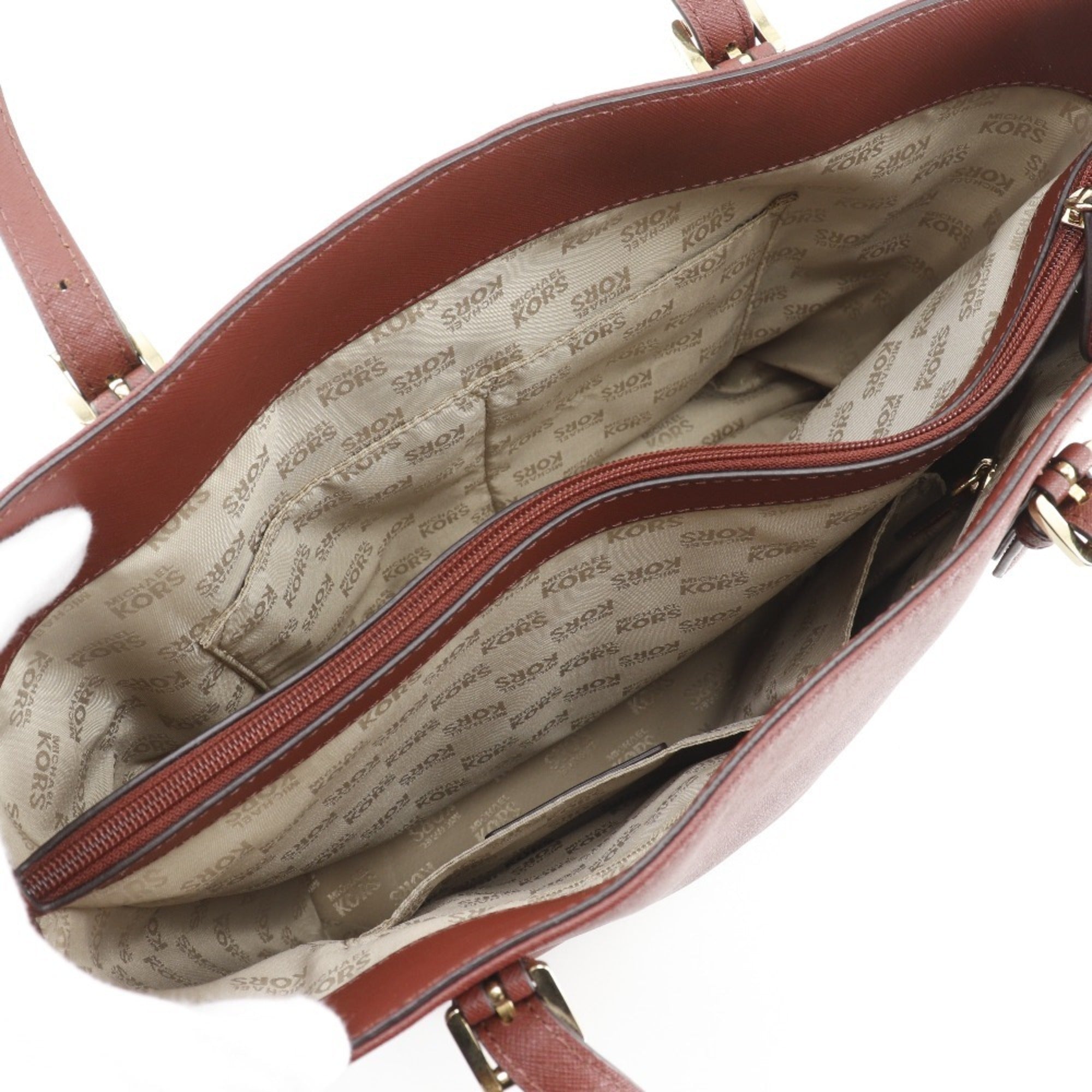 Michael Kors Red Color Leather Tote Bag (Pre-Owned)