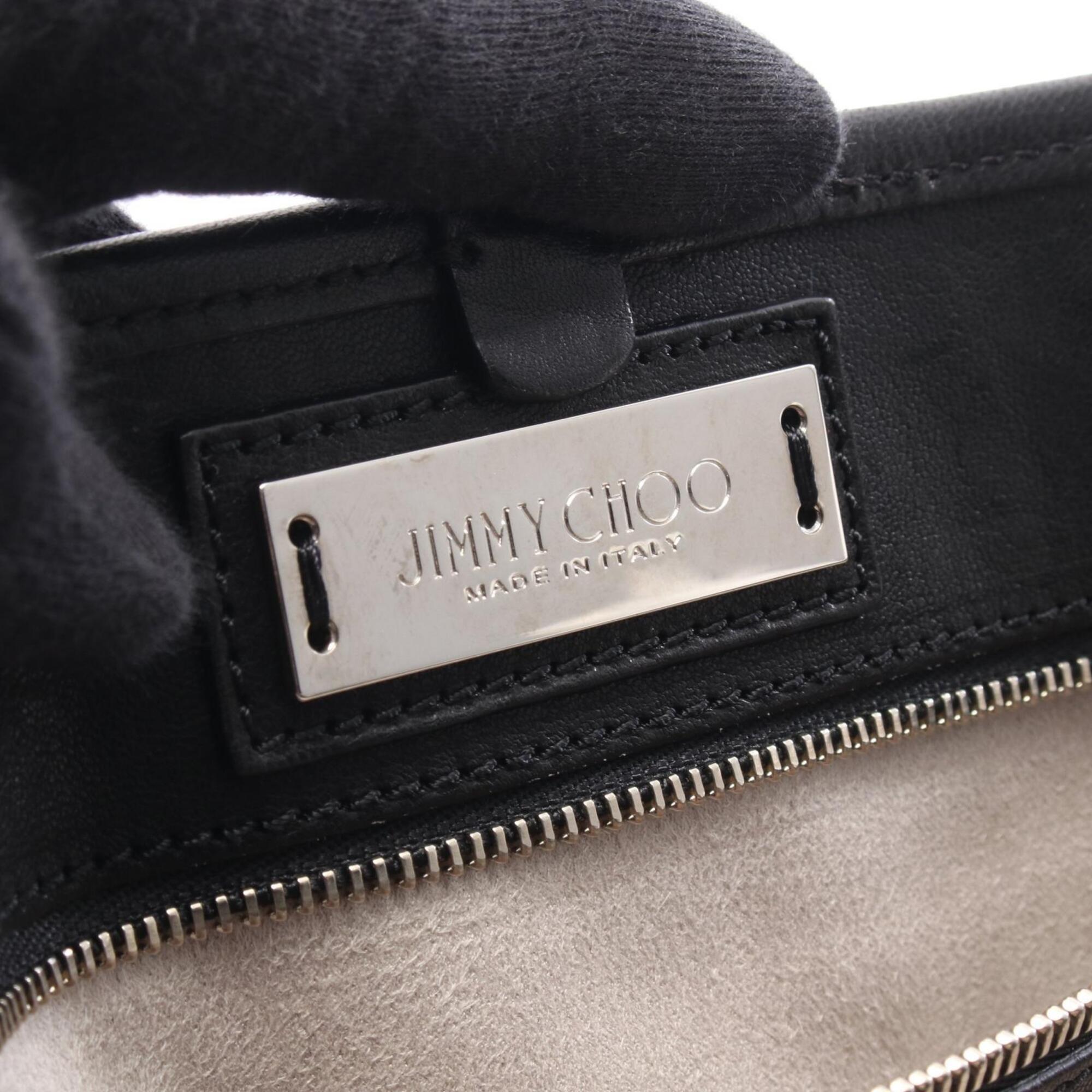 Jimmy Choo Black Leather Handbag Tote Bag (Pre-Owned)