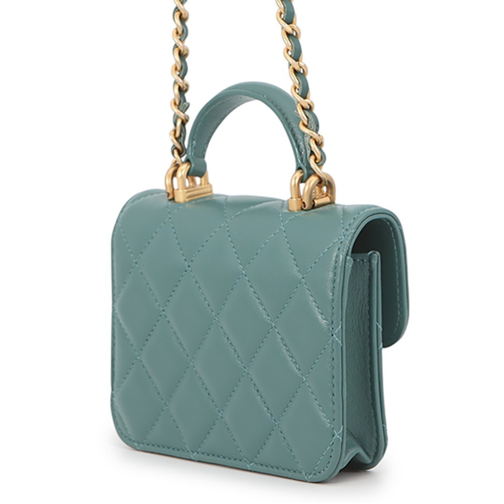 Chanel Green Leather Chain/Shoulder Wallet (Pre-Owned)