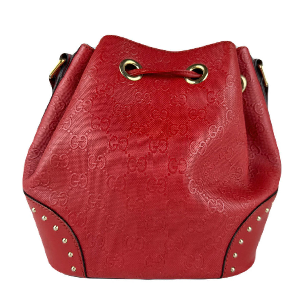 Gucci Red Color Leather Shoulder Bag (Pre-Owned)