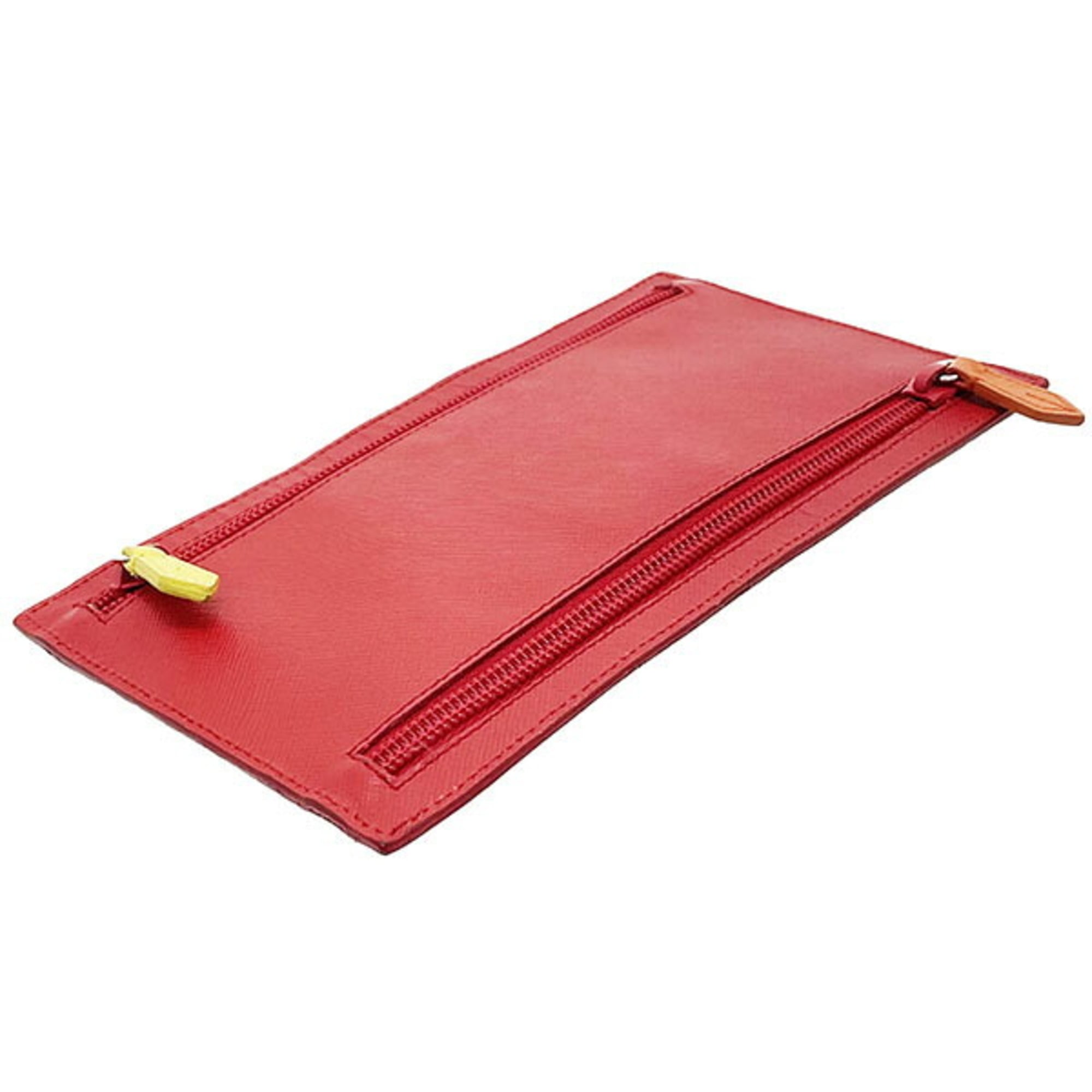 Prada Black Multi-Color Orange Red Color White Yellow Leather Saffiano Pouch (Pre-Owned)