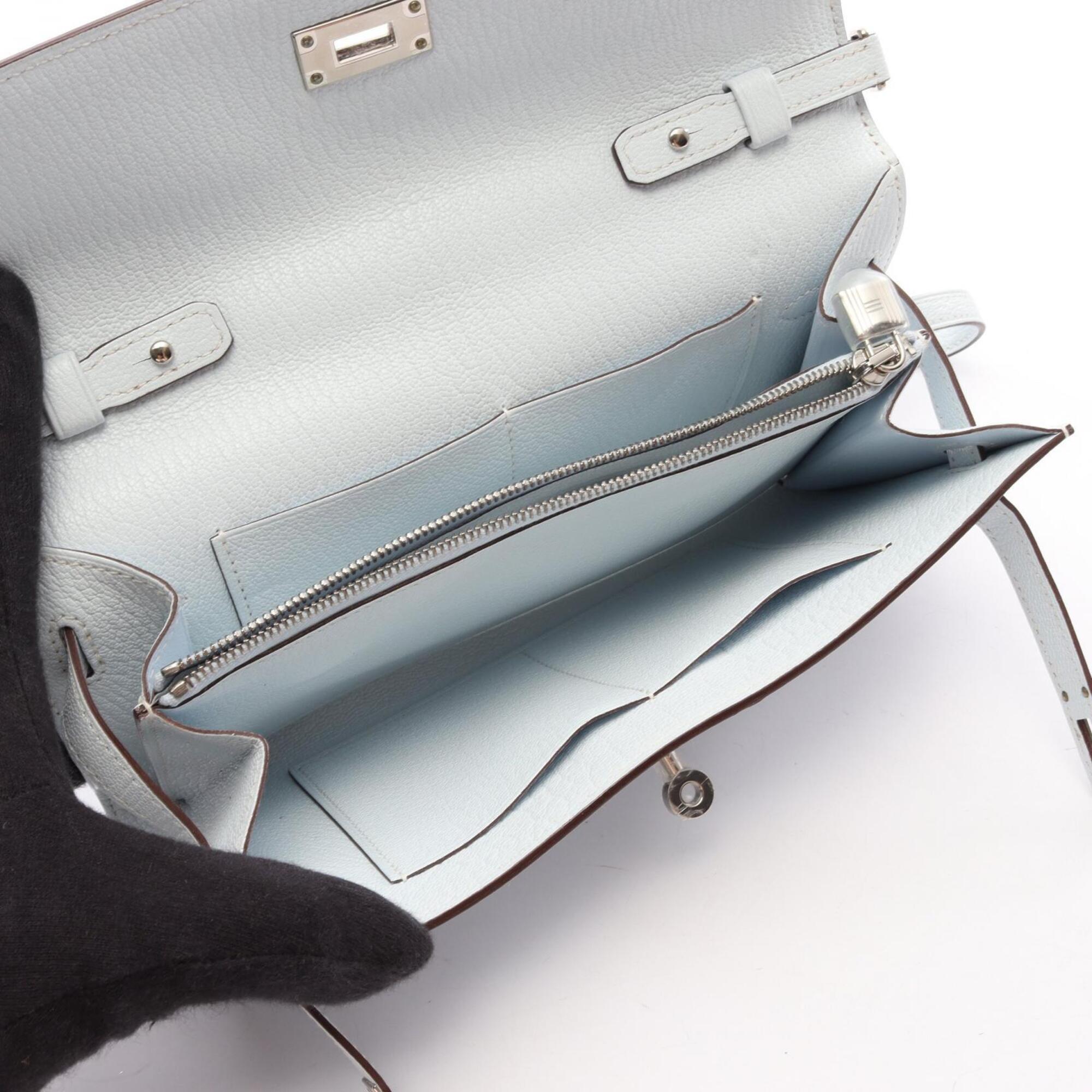 Hermes Blue Chevre Leather Handbag Shoulder Bag (Pre-Owned)