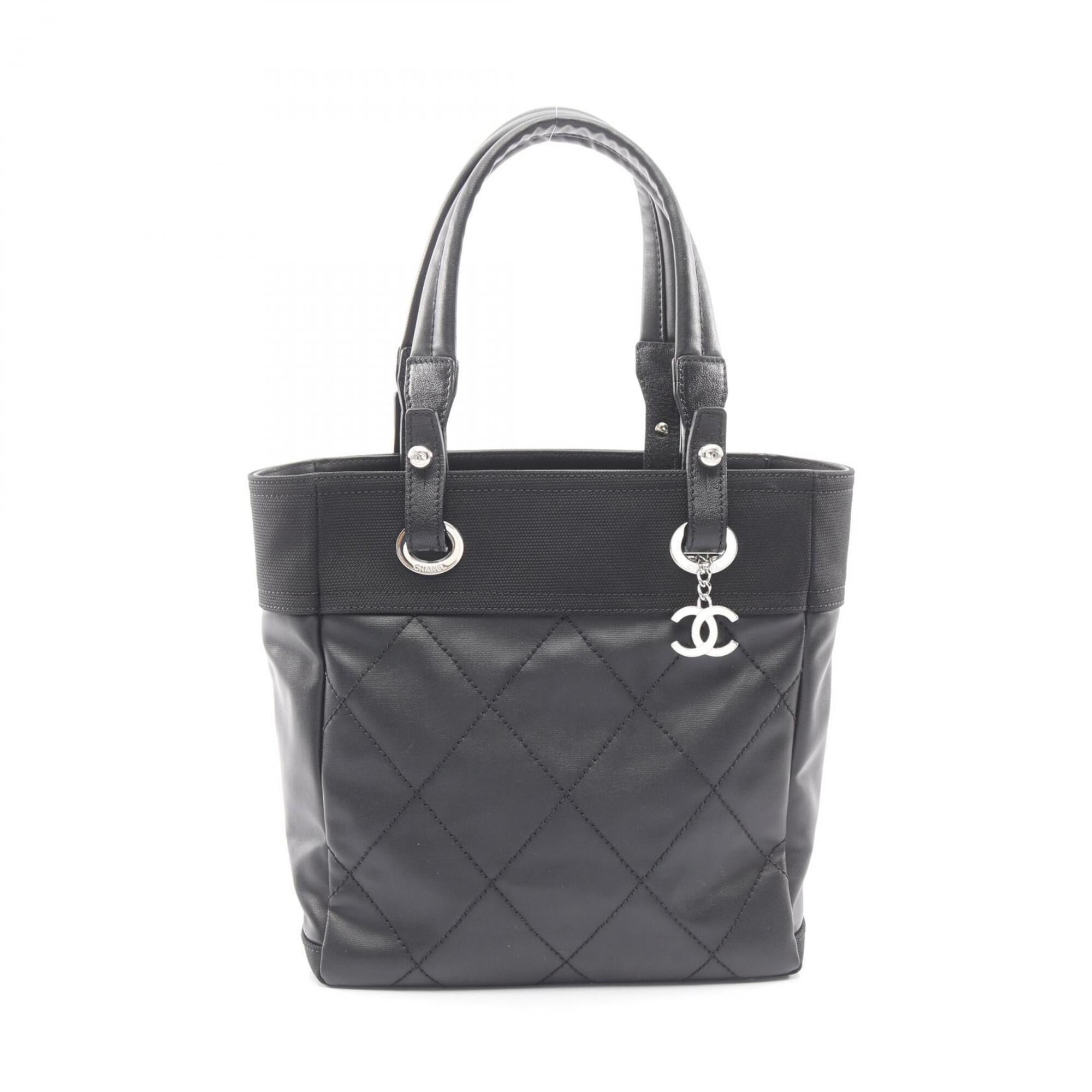 Chanel Black Coated Canvas Handbag Tote Bag (Pre-Owned)