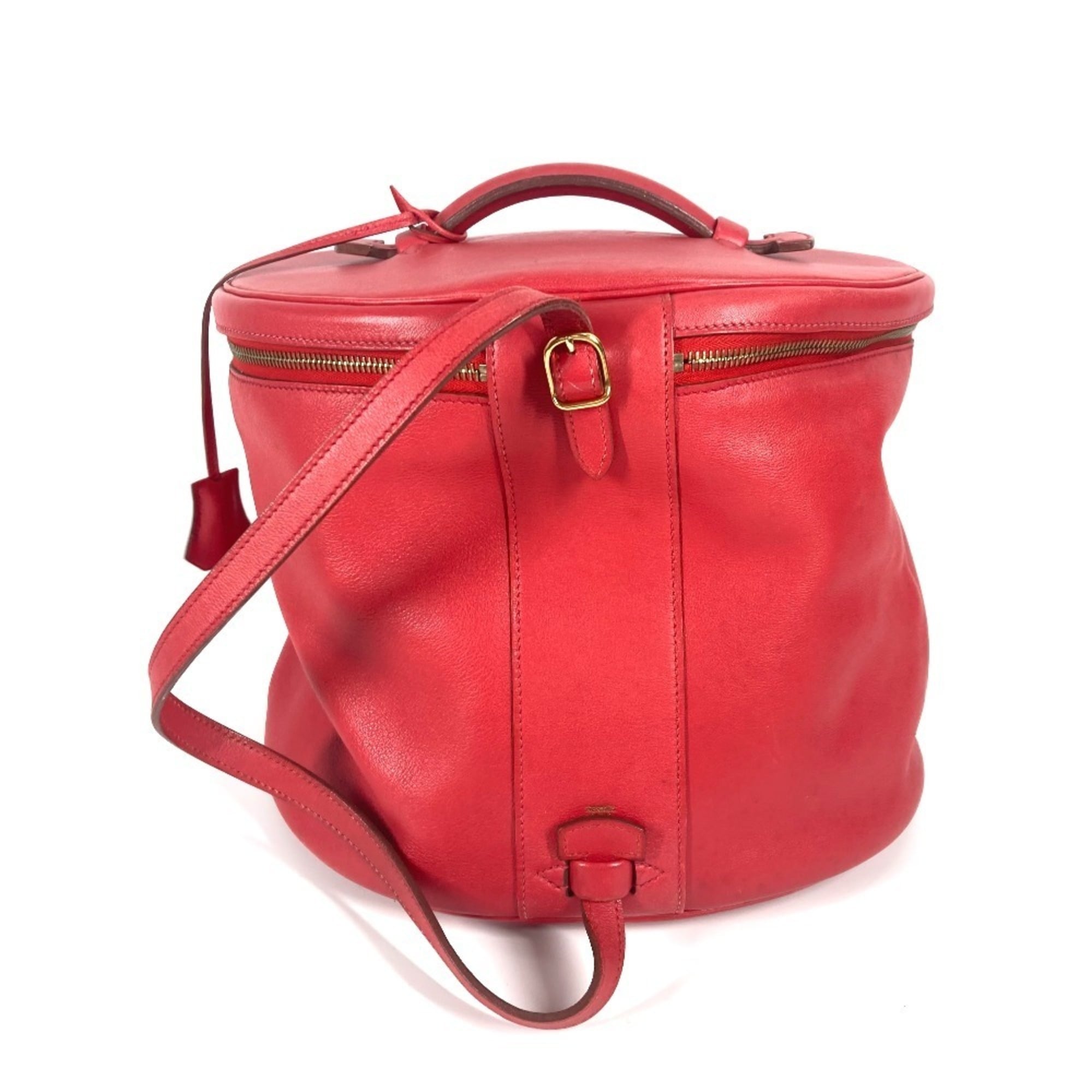 Hermes Intercity Red Color Leather Handbag Shoulder Bag Vanity Bag (Pre-Owned)
