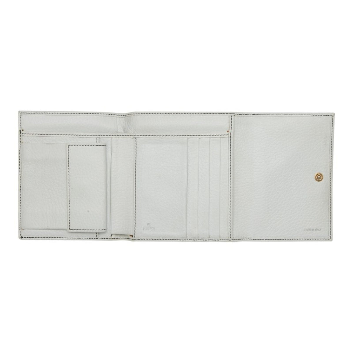 Fendi Brown White Canvas Leather Wallet (Tri-Fold) (Pre-Owned)