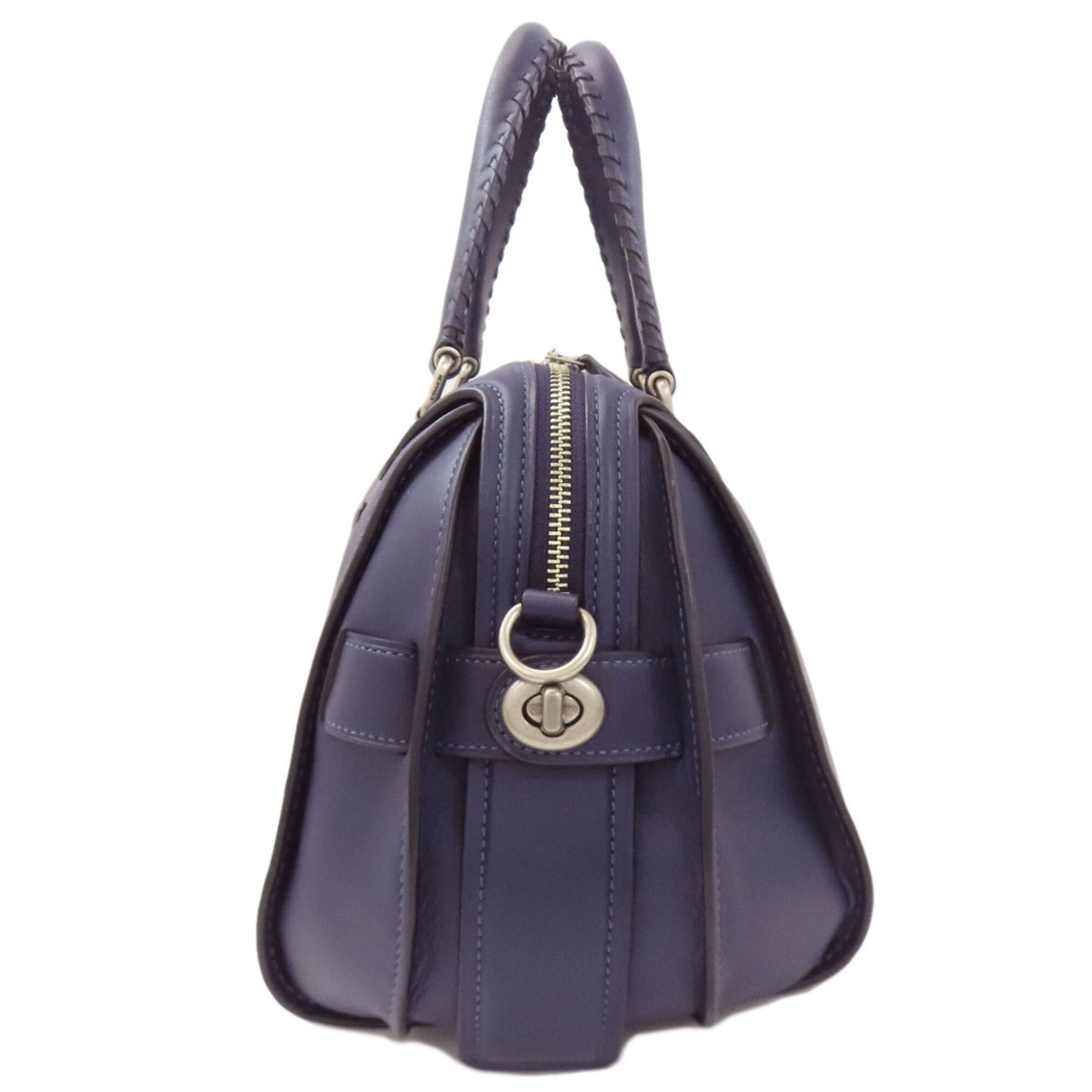 Coach Navy Leather Handbag (Pre-Owned)