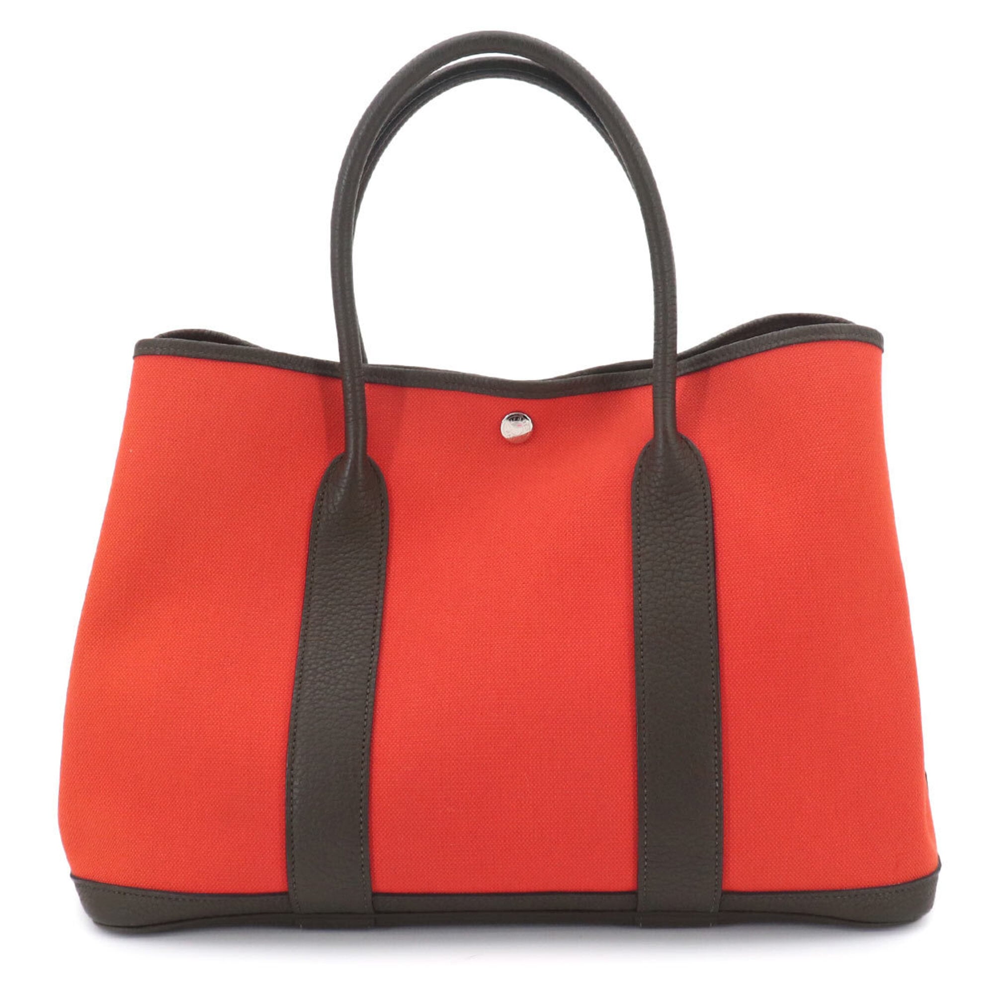 Hermes Olive Orange Poppy Negonda Leather Handbag Tote Bag (Pre-Owned)