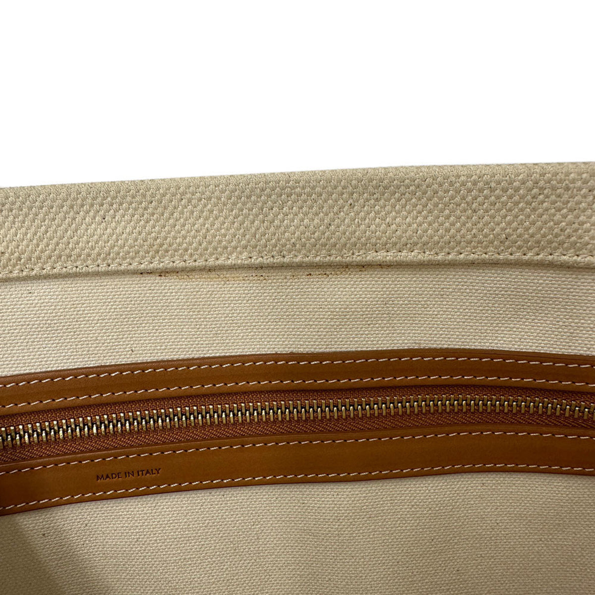 Celine Brown White Canvas Handbag Tote Bag (Pre-Owned)
