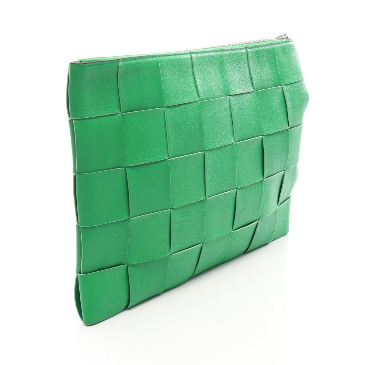 Bottega Veneta Green Leather Clutch Bag Handbag (Pre-Owned)