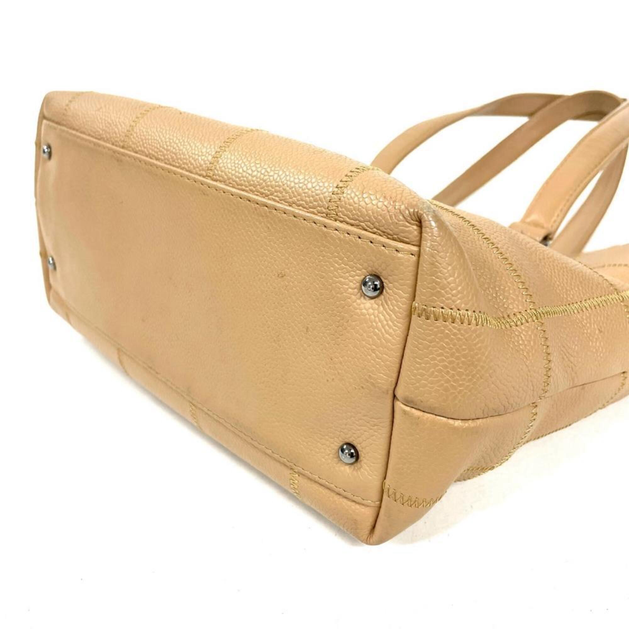 Chanel Wild Stitch Beige Grained Calfskin Tote Bag (Pre-Owned)