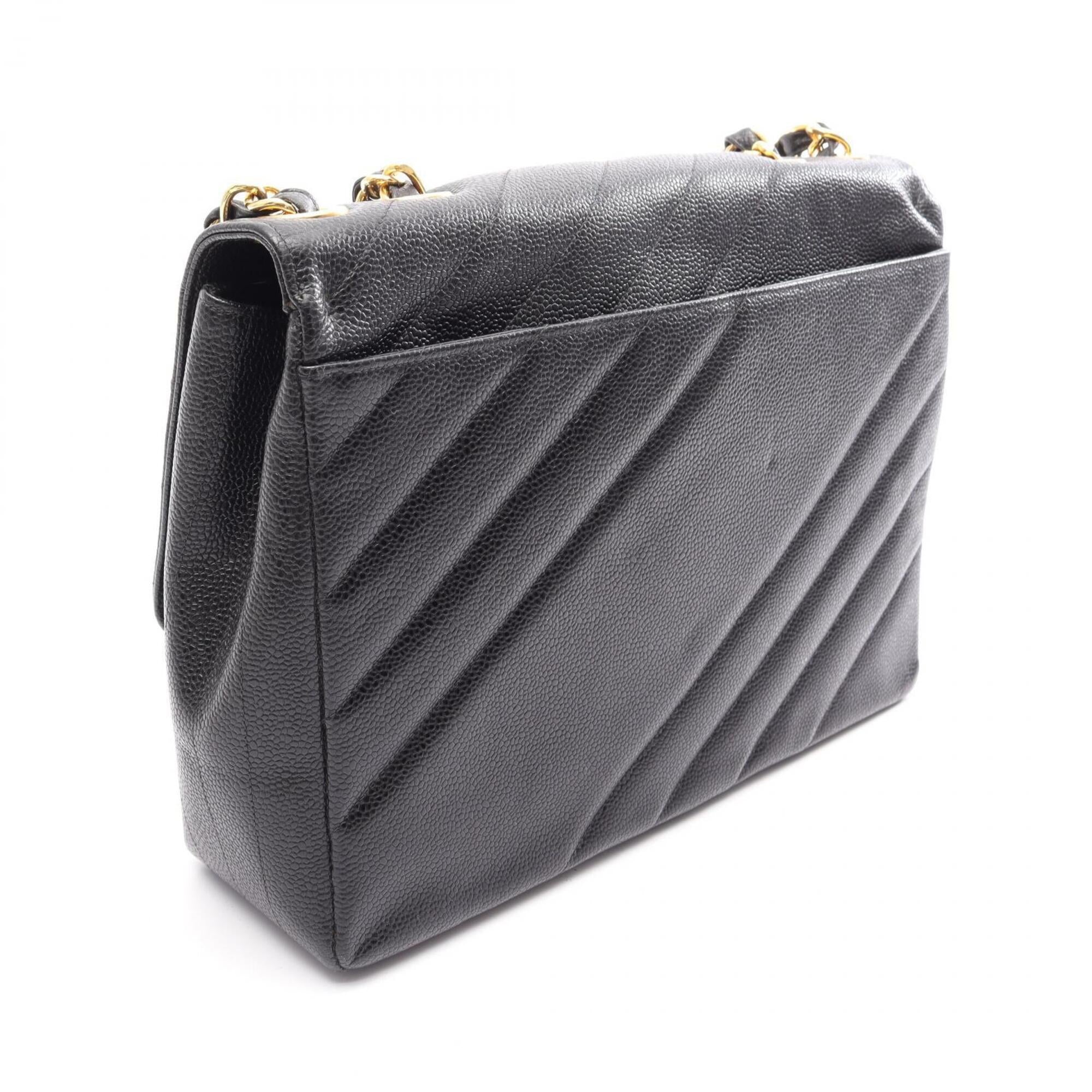 Chanel Black Grained Calfskin Handbag Shoulder Bag (Pre-Owned)