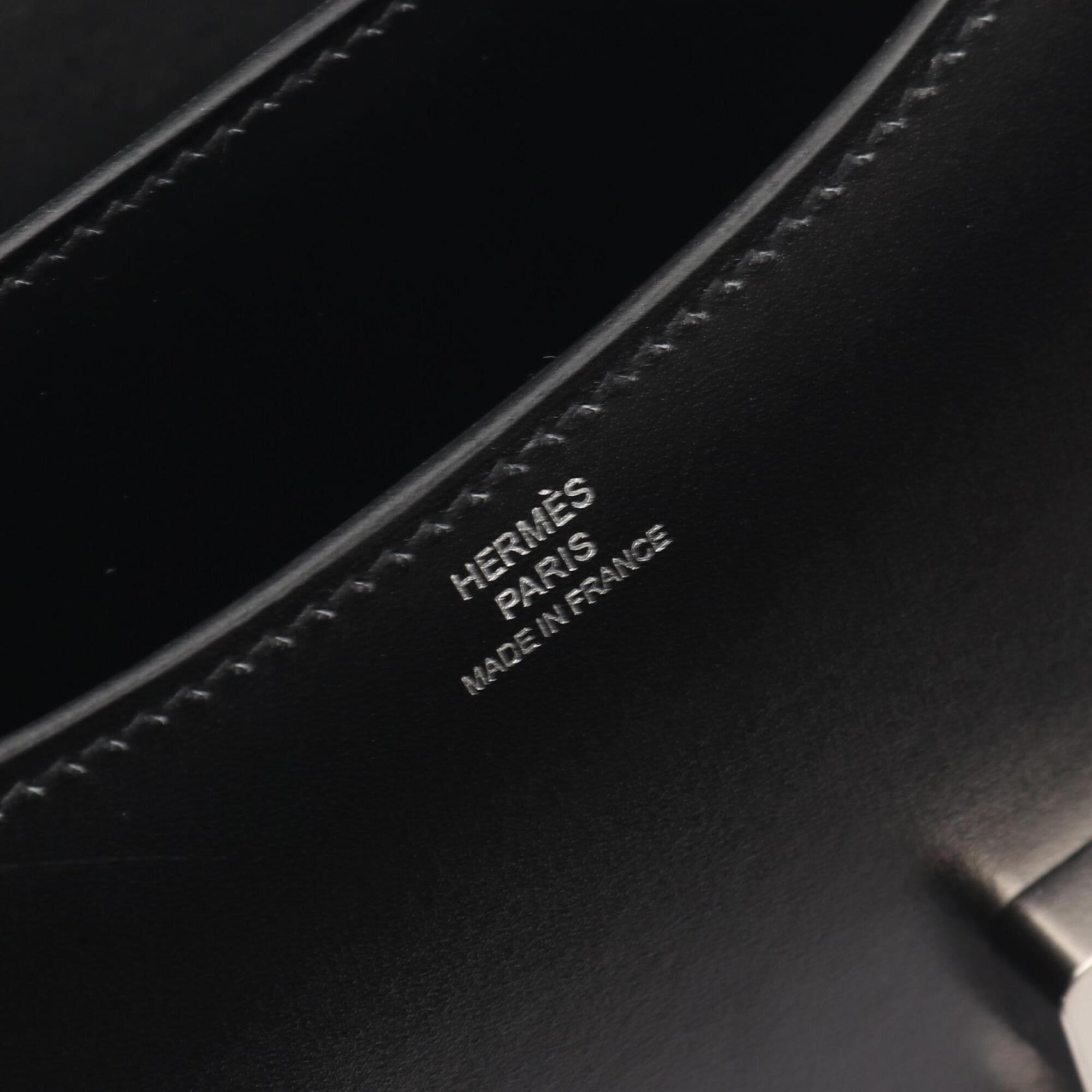 Hermes Black Box Calf Leather Leather Handbag Shoulder Bag (Pre-Owned)