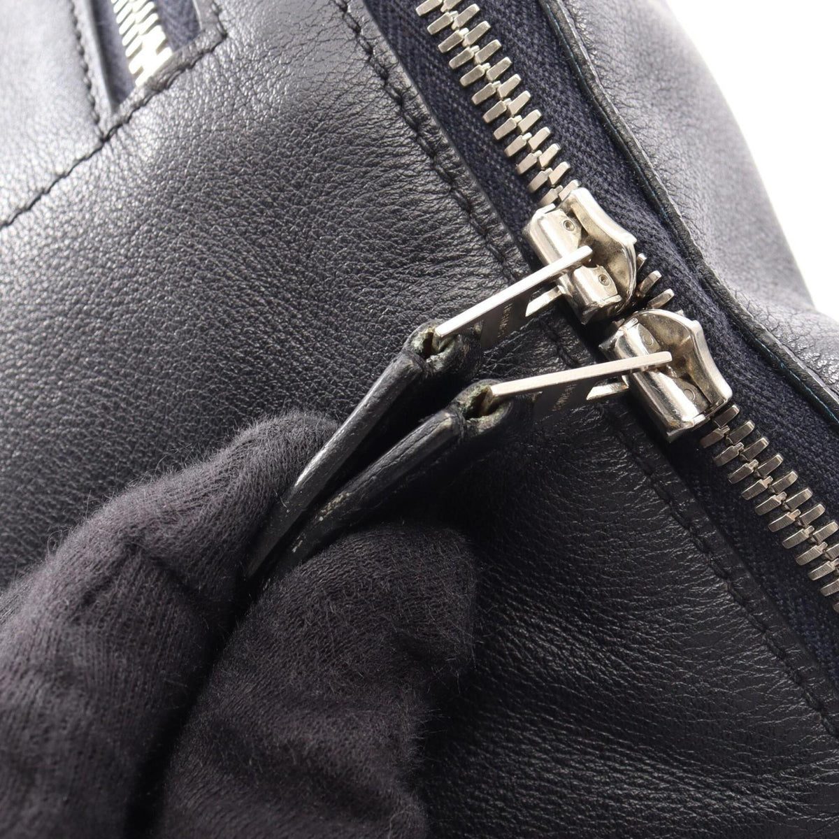 Hermes Navy Leather Fanny Pack Handbag Sling Bag (Pre-Owned)