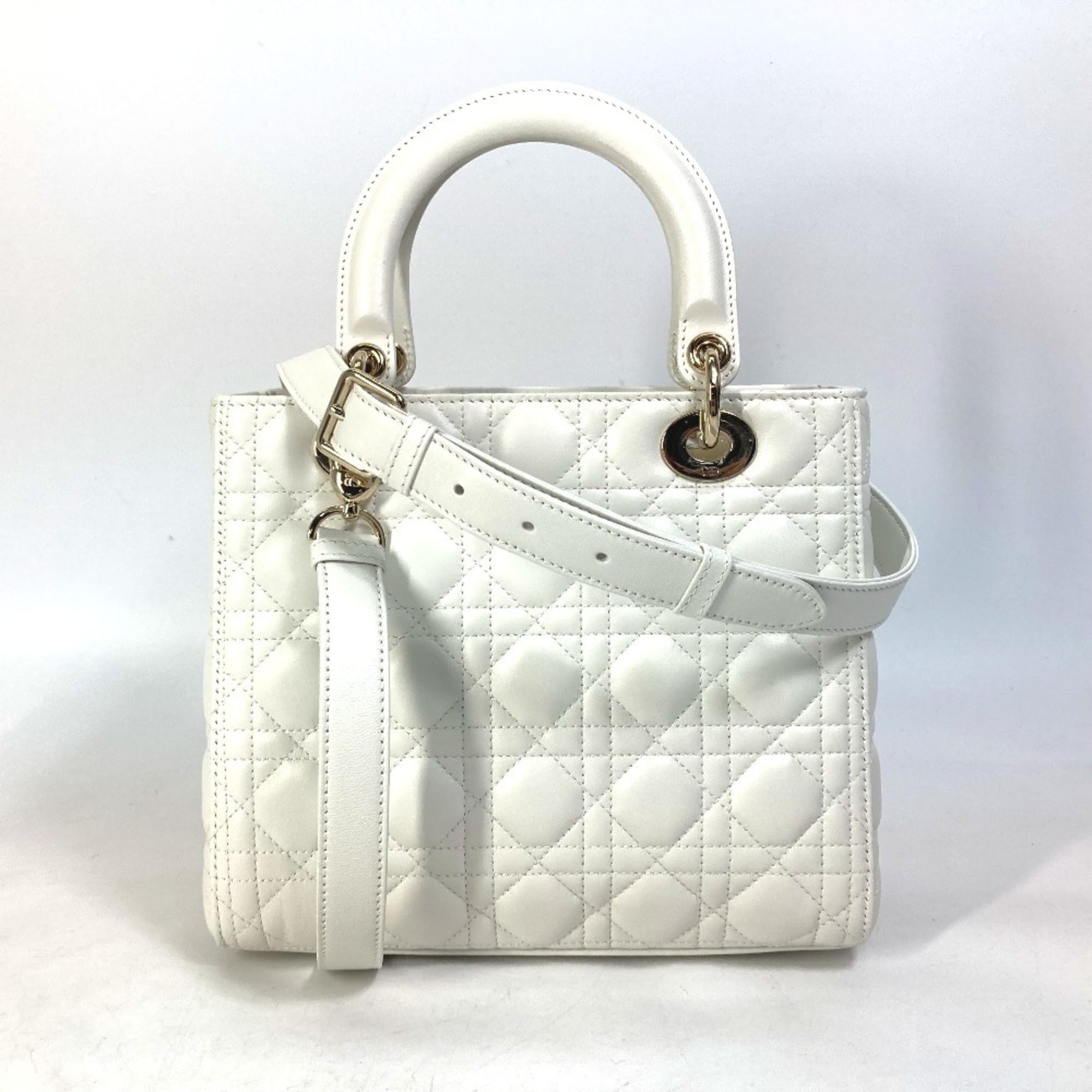 Christian Dior White Leather Handbag Shoulder Bag (Pre-Owned)