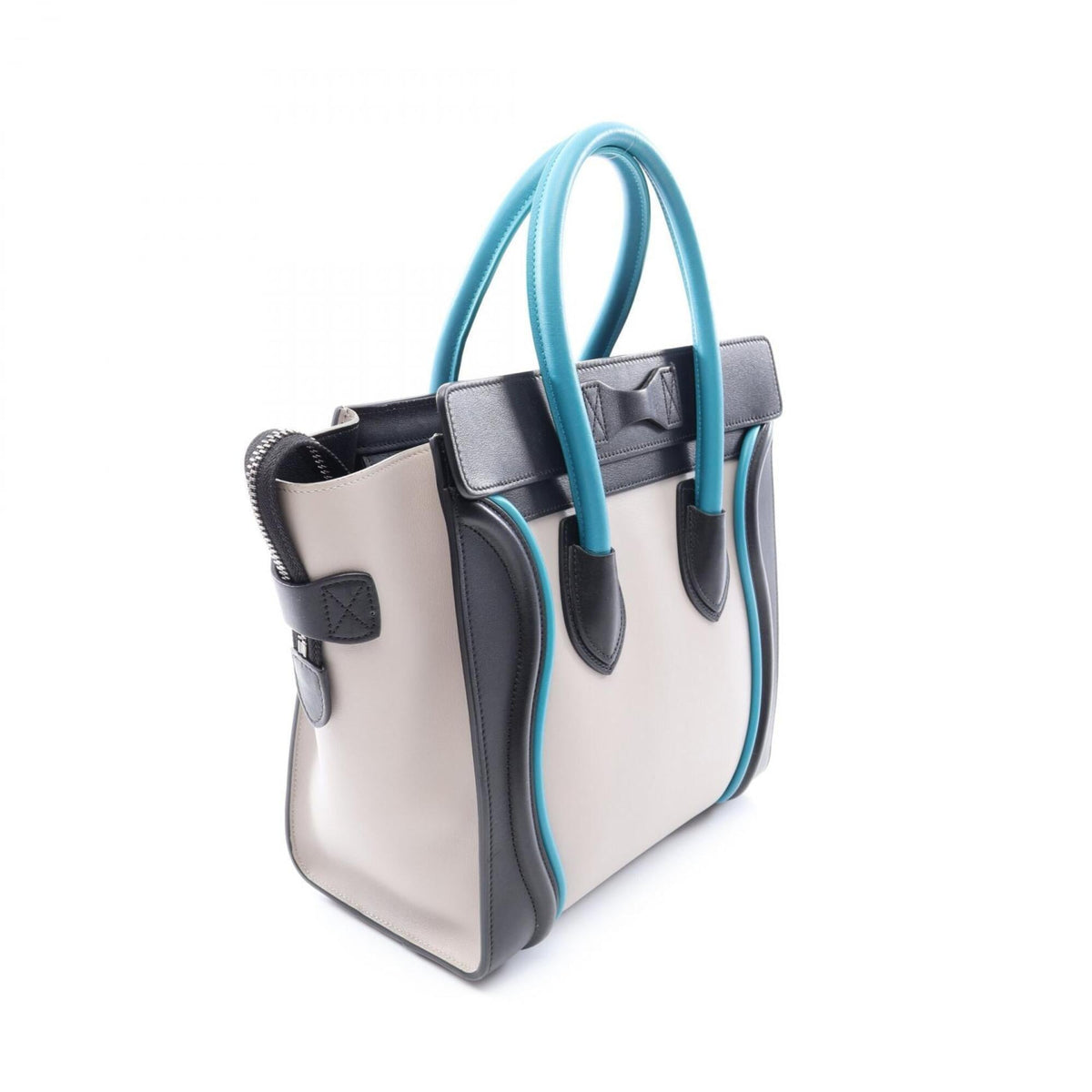 Celine Black Blue Gray Leather Handbag Tote Bag (Pre-Owned)