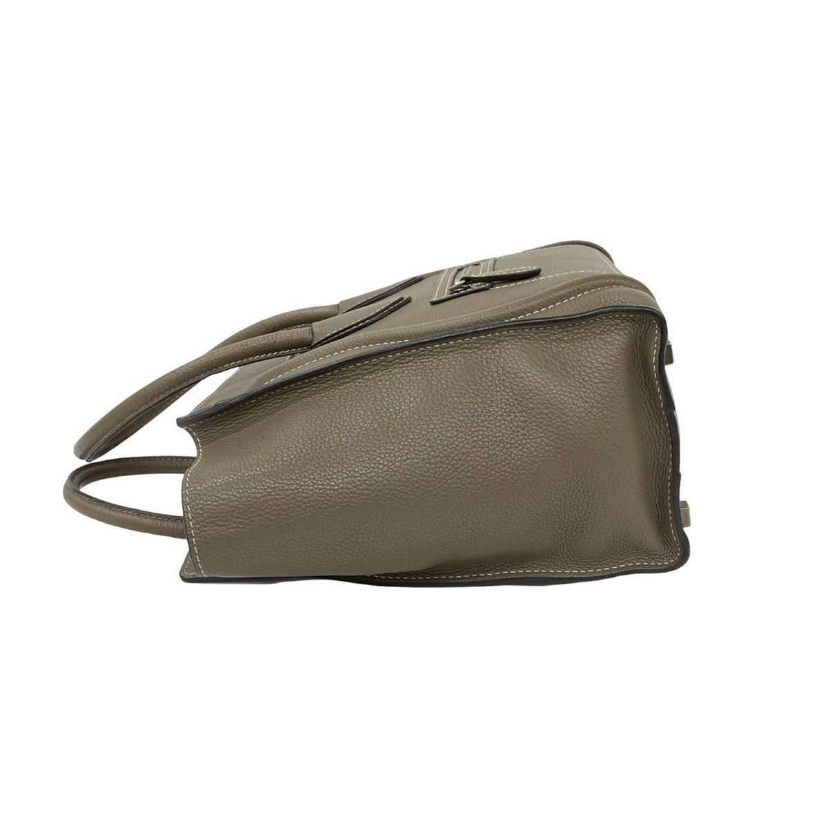 Celine Beige Gray Leather Boston Bag Handbag Tote Bag (Pre-Owned)
