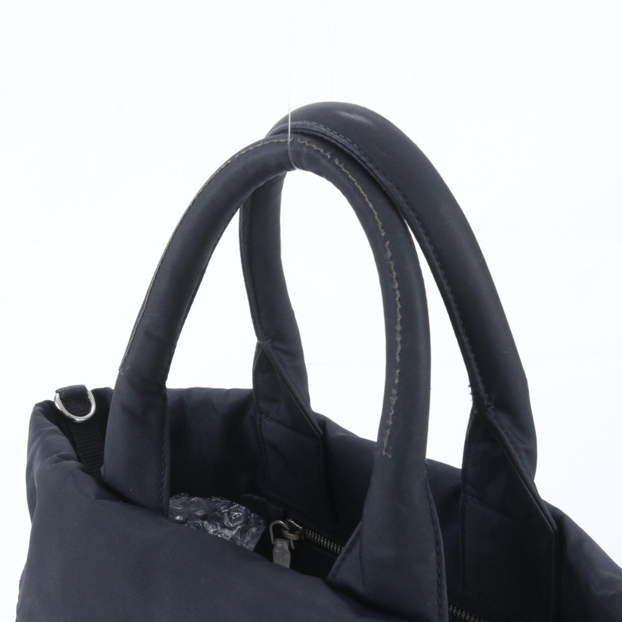 Prada Black Navy Leather Nylon Tote Bag (Pre-Owned)