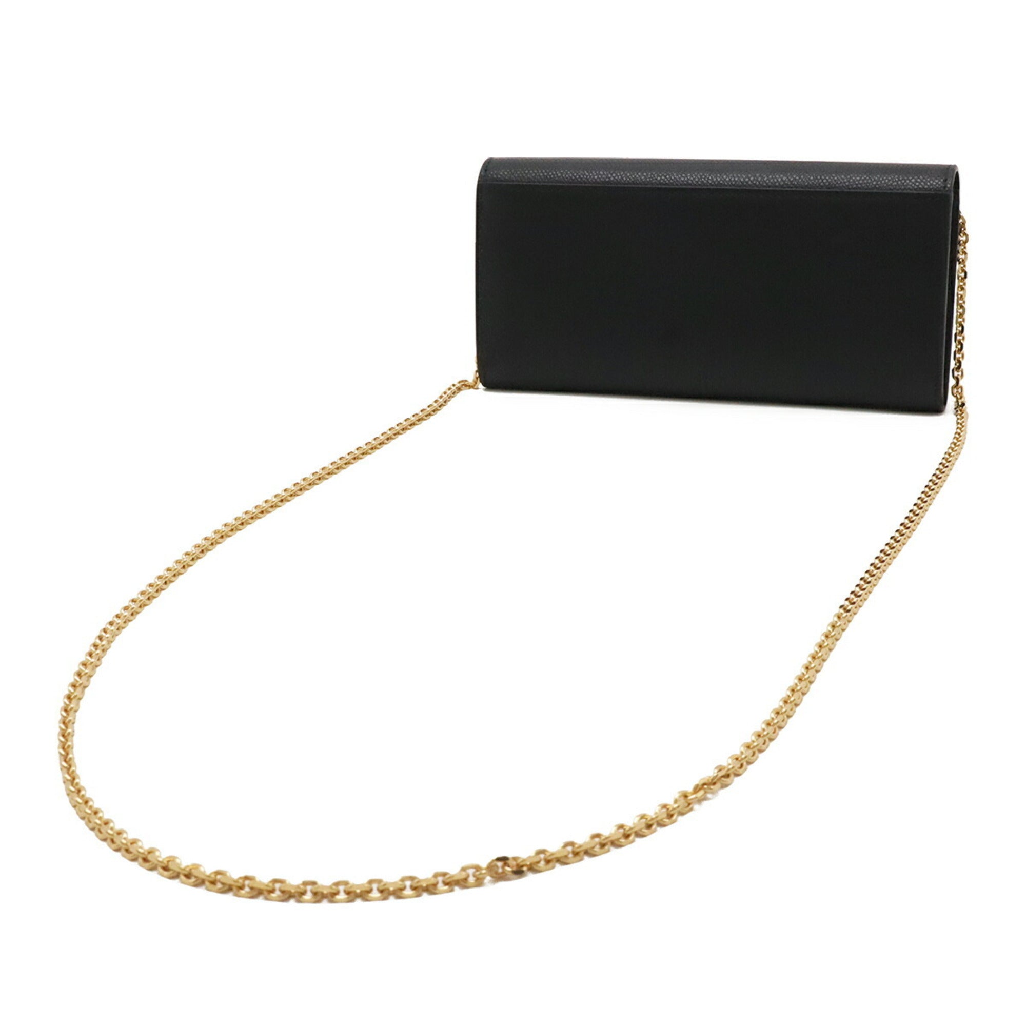 Fendi Black Leather Chain/Shoulder Wallet (Pre-Owned)