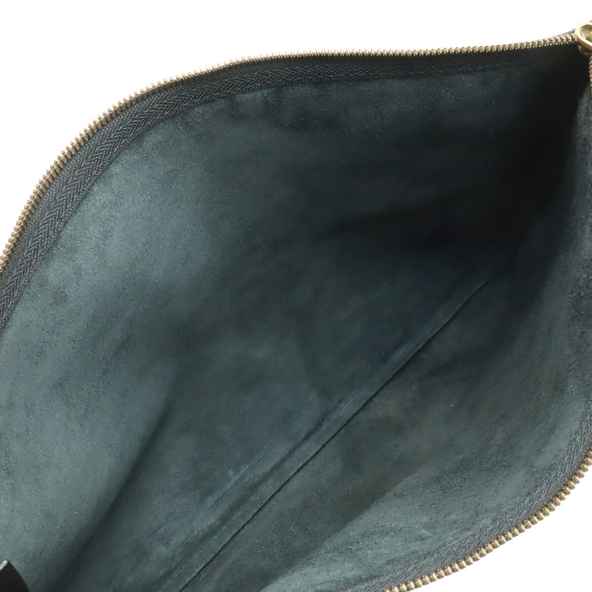 Gucci Black Green Red Color Leather Clutch Bag (Pre-Owned)