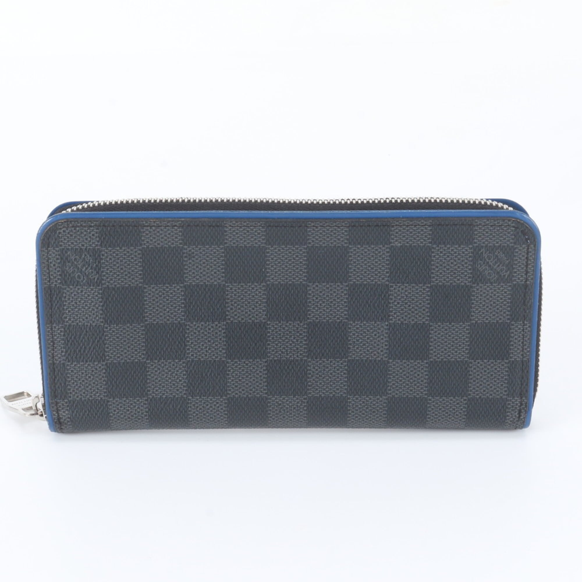 Louis Vuitton Black Blue Leather Coated Canvas Long Wallet (Bi-Fold) (Pre-Owned)