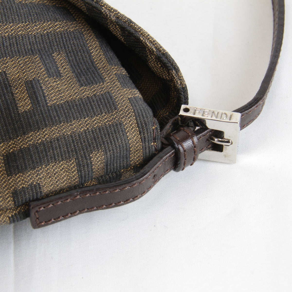 Fendi Brown Khaki Canvas Shoulder Bag (Pre-Owned)