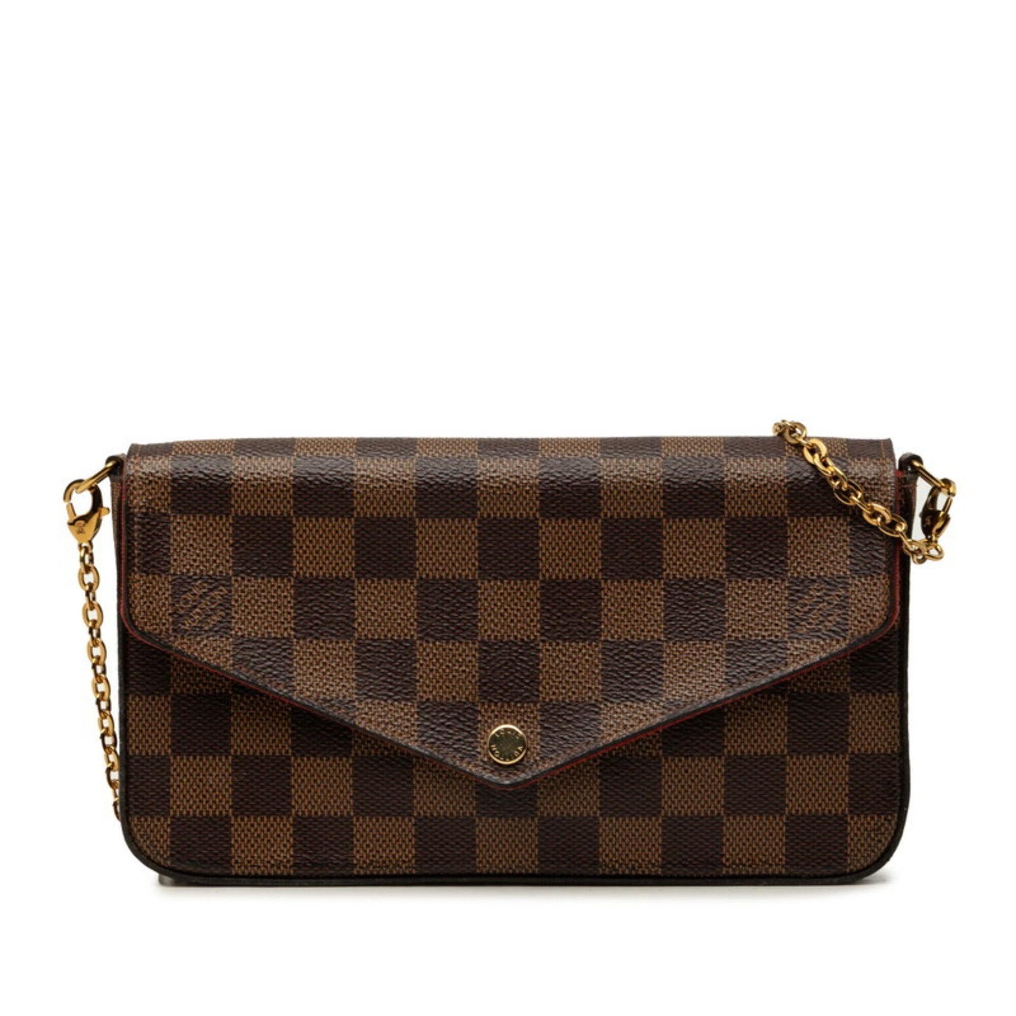 Louis Vuitton Brown Fuchsia Pvc Leather Pochette Shoulder Bag (Pre-Owned)