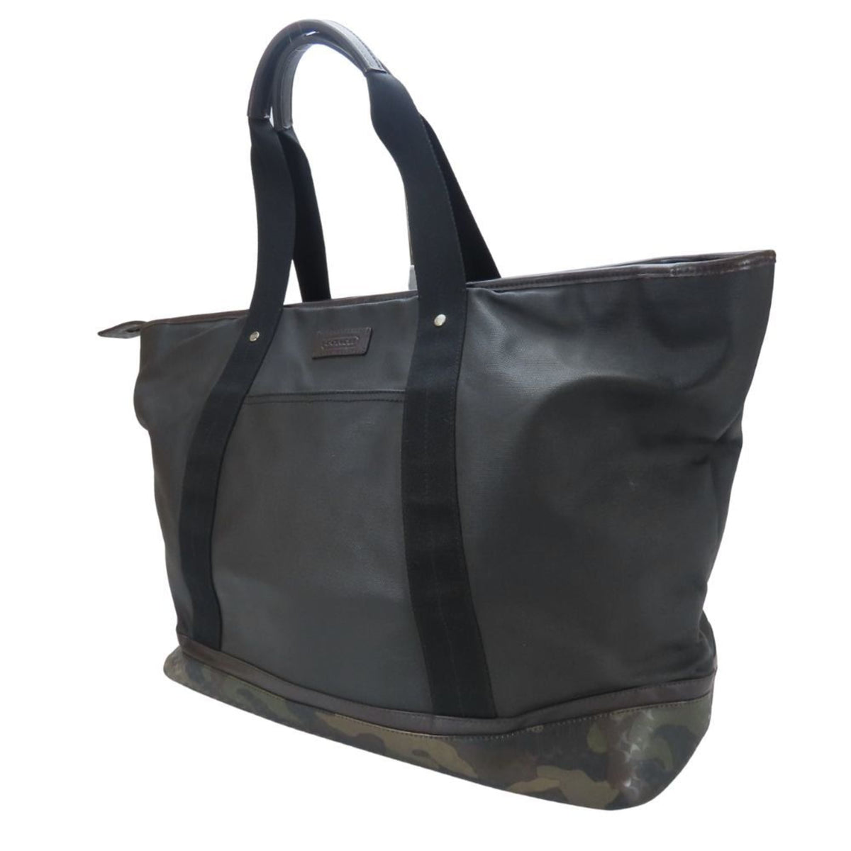 Coach Black Camouflage Green Pvc Coated Canvas Boston Bag Tote Bag (Pre-Owned)