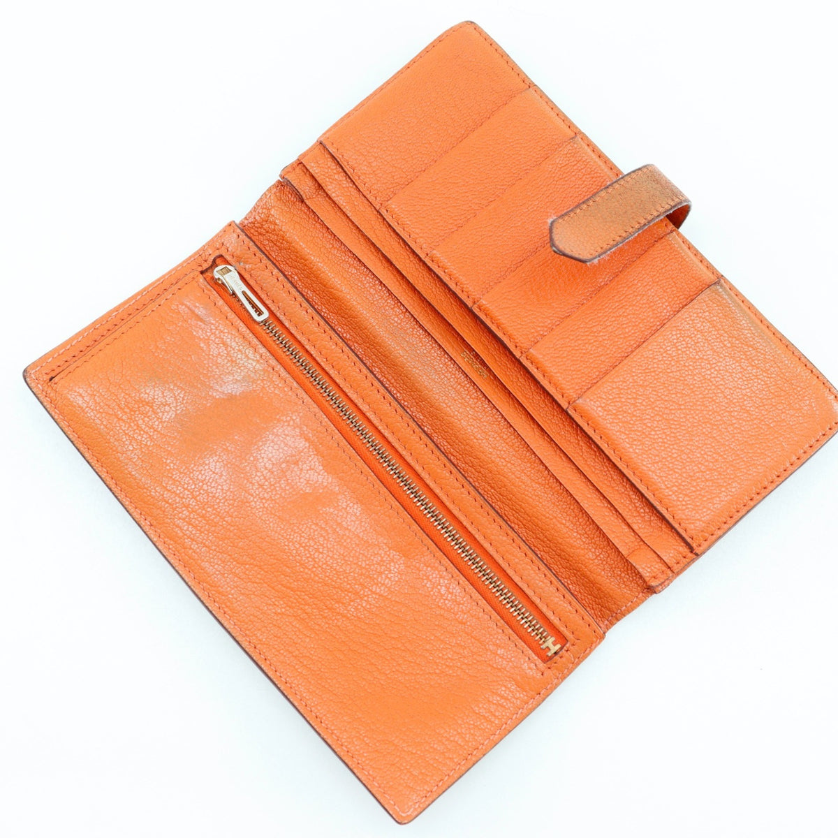 Hermes Brown Chevre Leather Long Wallet (Bi-Fold) (Pre-Owned)