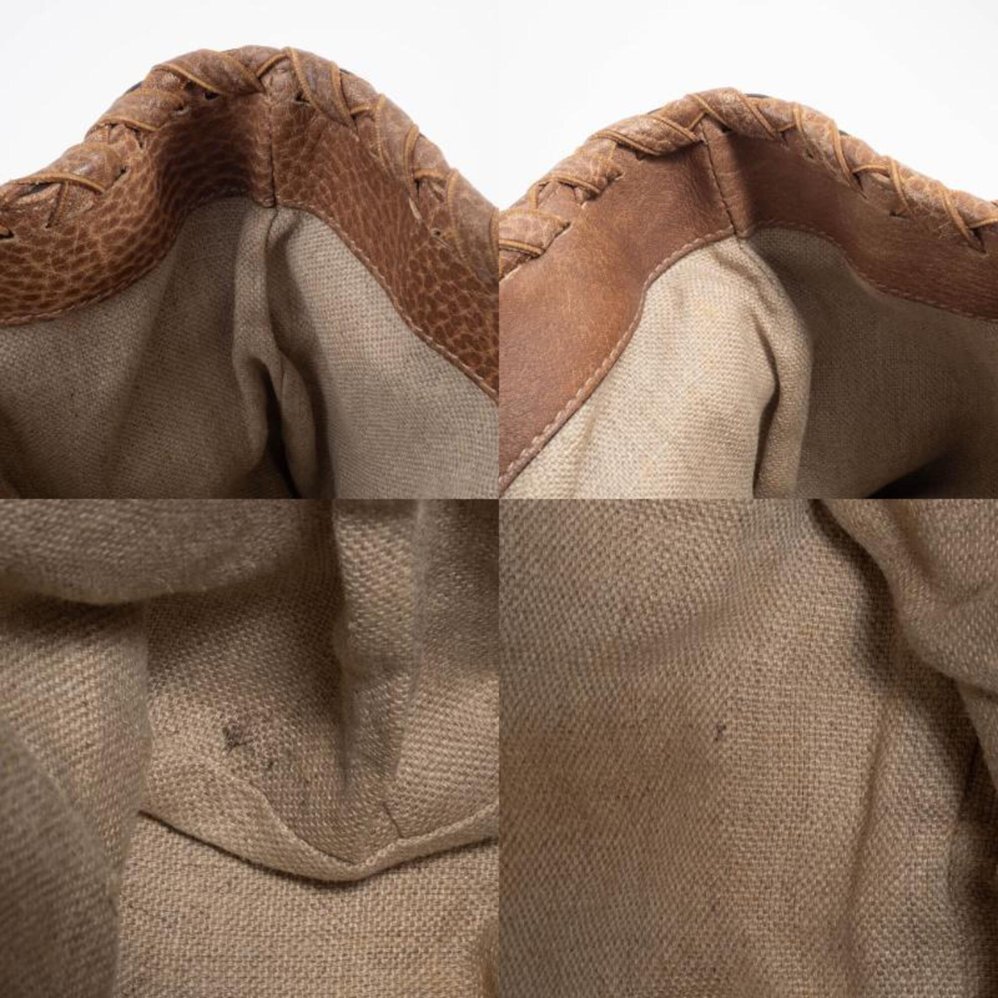 Gucci Gg Canvas Beige Brown Gg Canvas Leather Tote Bag (Pre-Owned)
