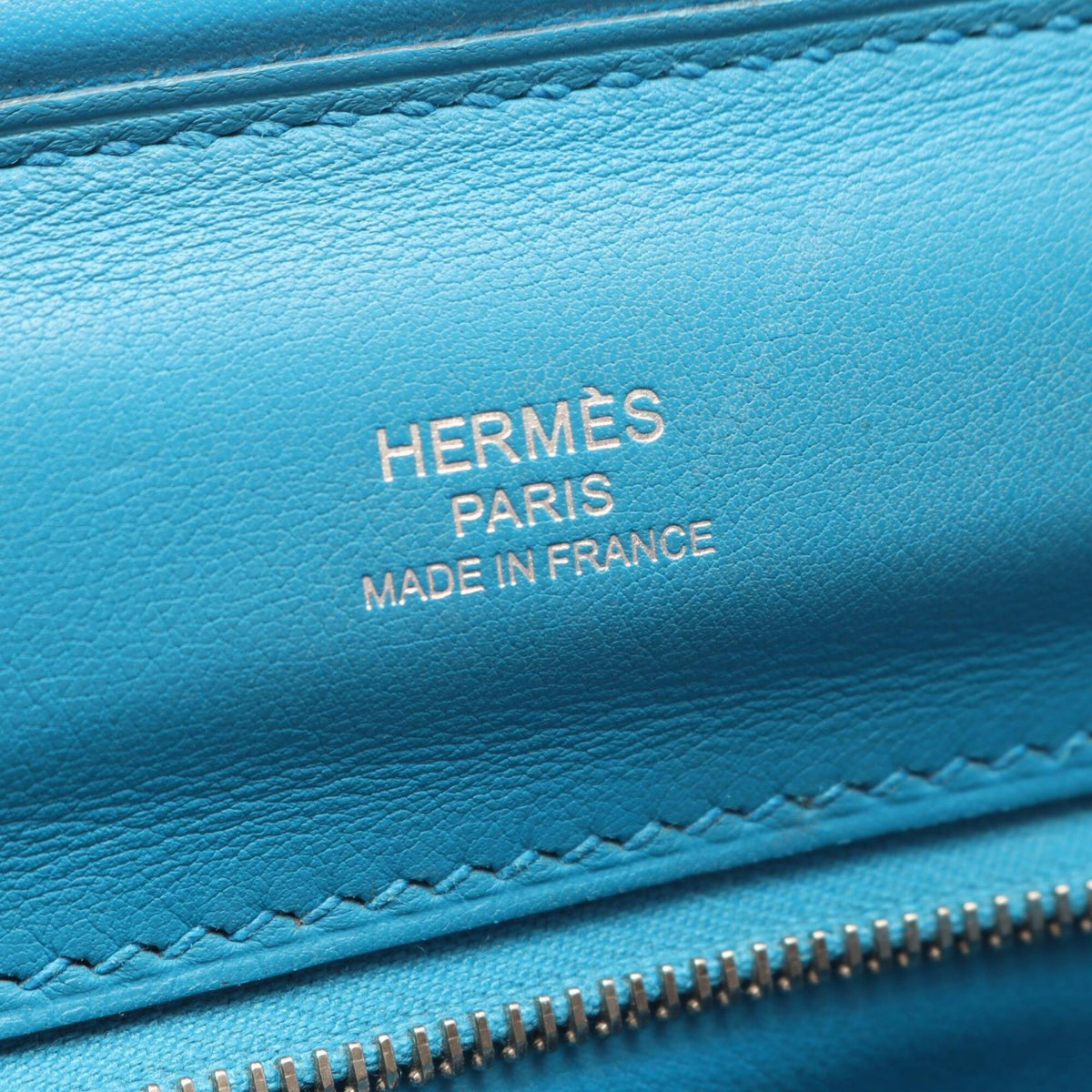 Hermes Blue Evercalf Leather Handbag (Pre-Owned)