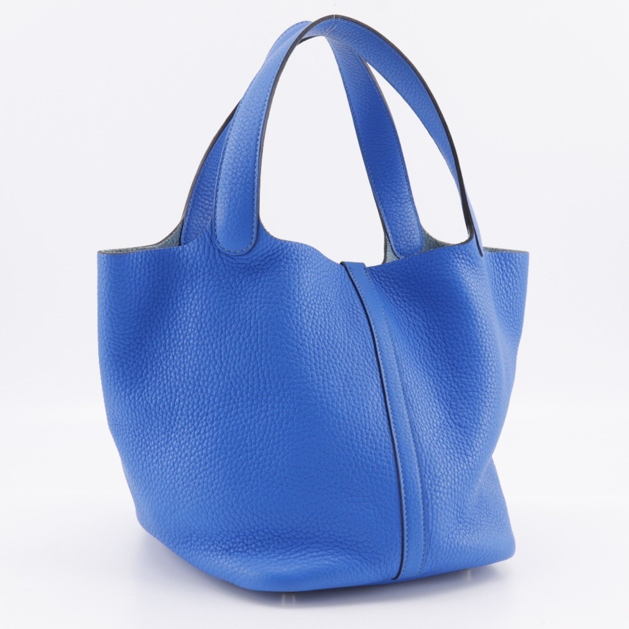 Hermes Picotin Blue Hydra Taurillon Clemence Leather Handbag (Pre-Owned)