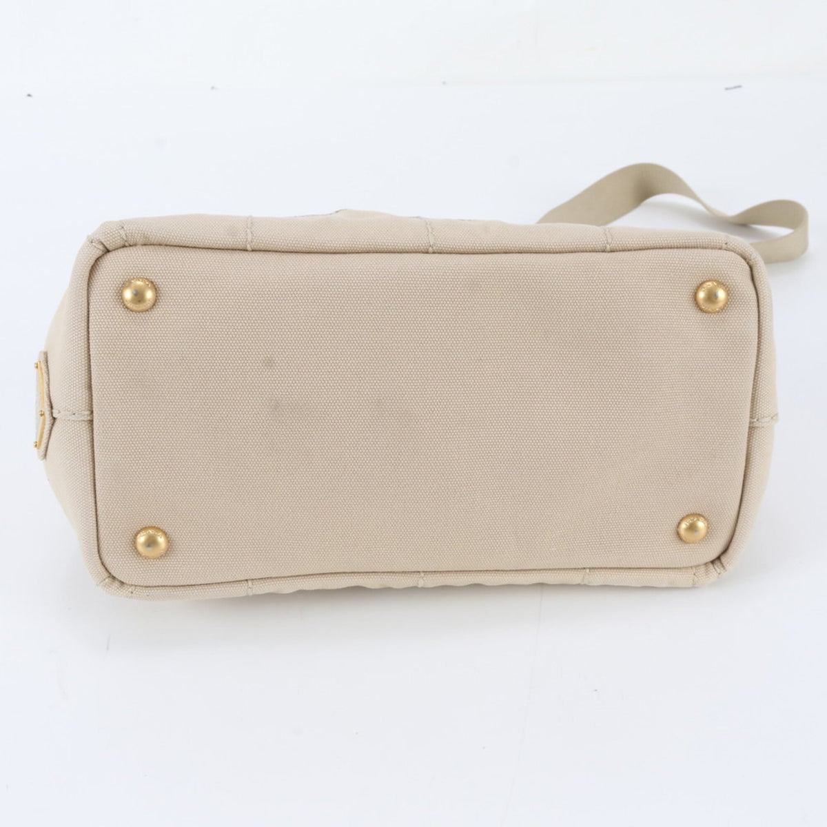 Prada Beige Leather Canvas Handbag Shoulder Bag Tote Bag (Pre-Owned)