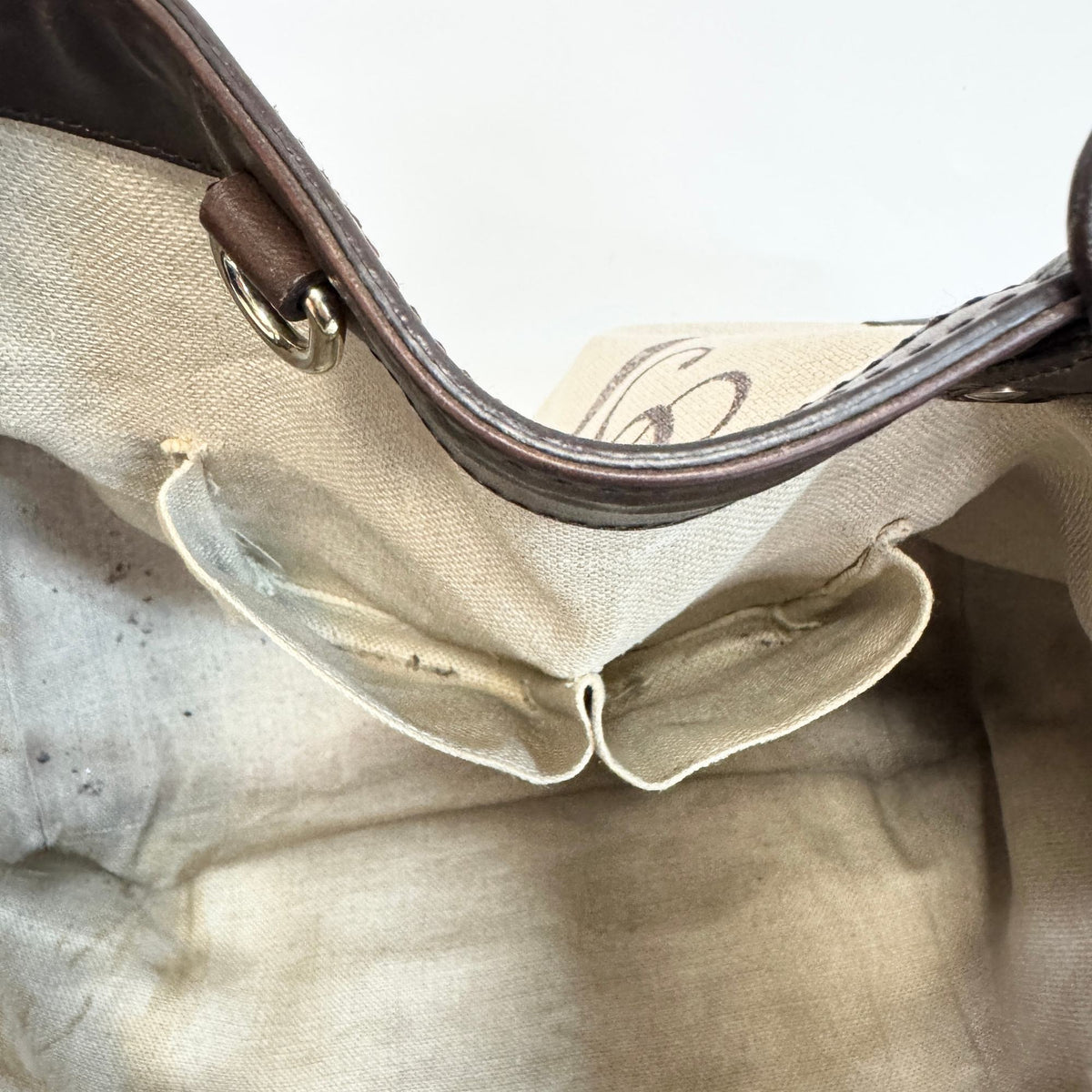 Gucci Brown Canvas Leather Tote Bag (Pre-Owned)