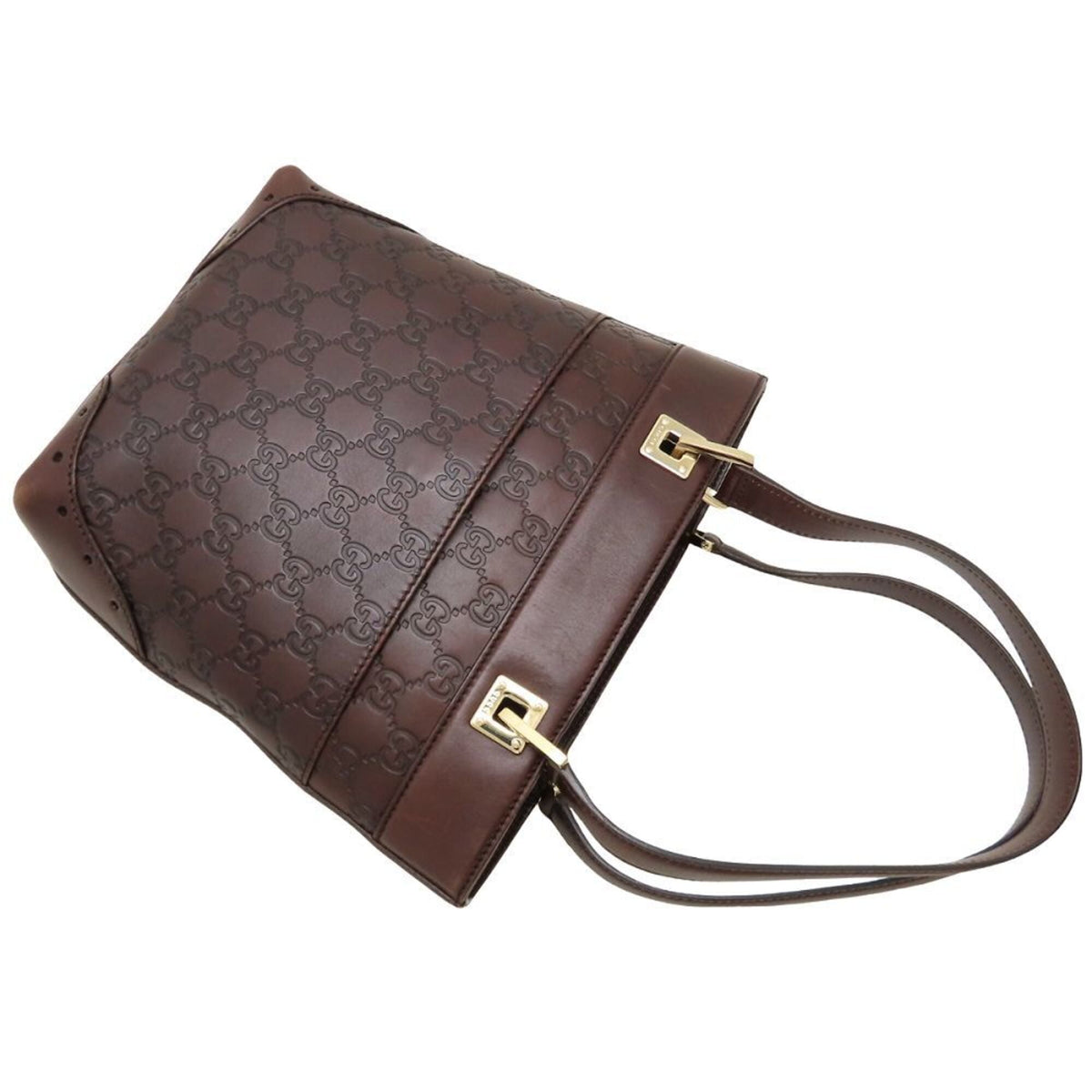 Gucci Dark Brown Leather Tote Bag (Pre-Owned)