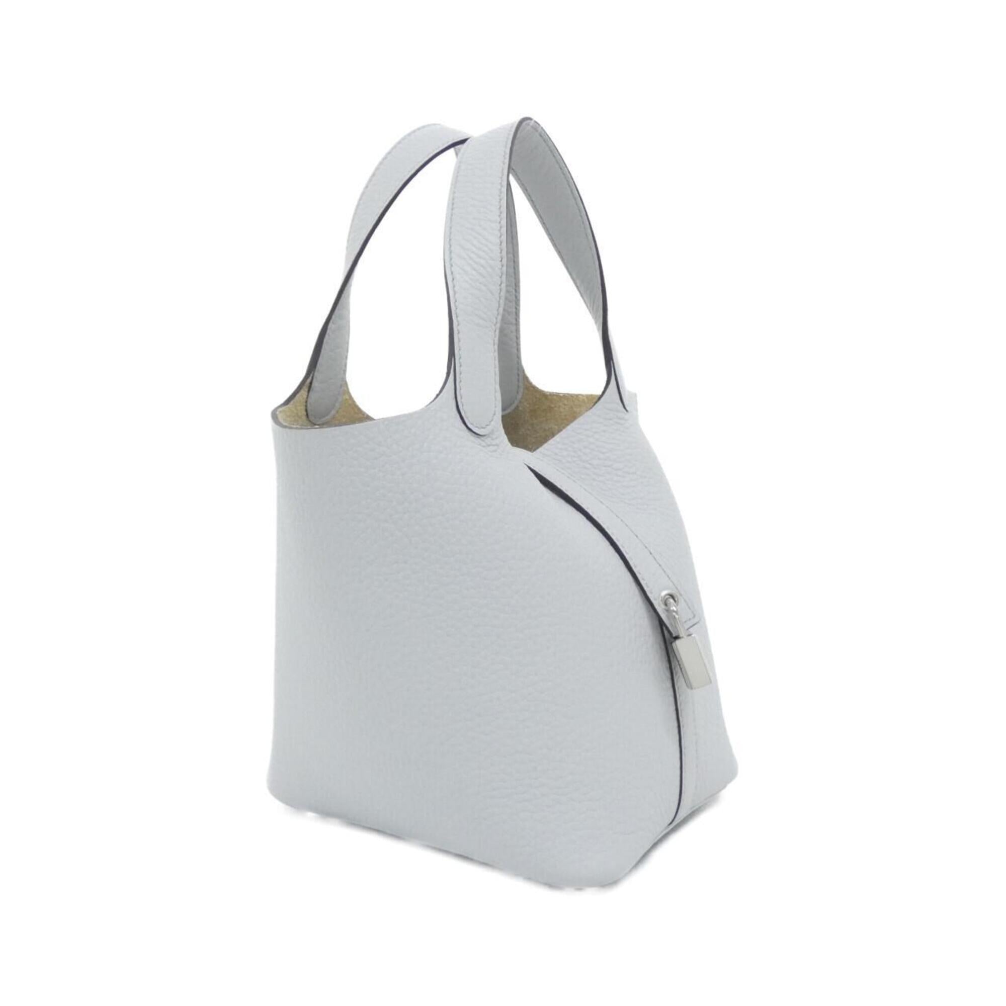 Hermes Blue Light Blue Gray Taurillon Clemence Leather Handbag (Pre-Owned)