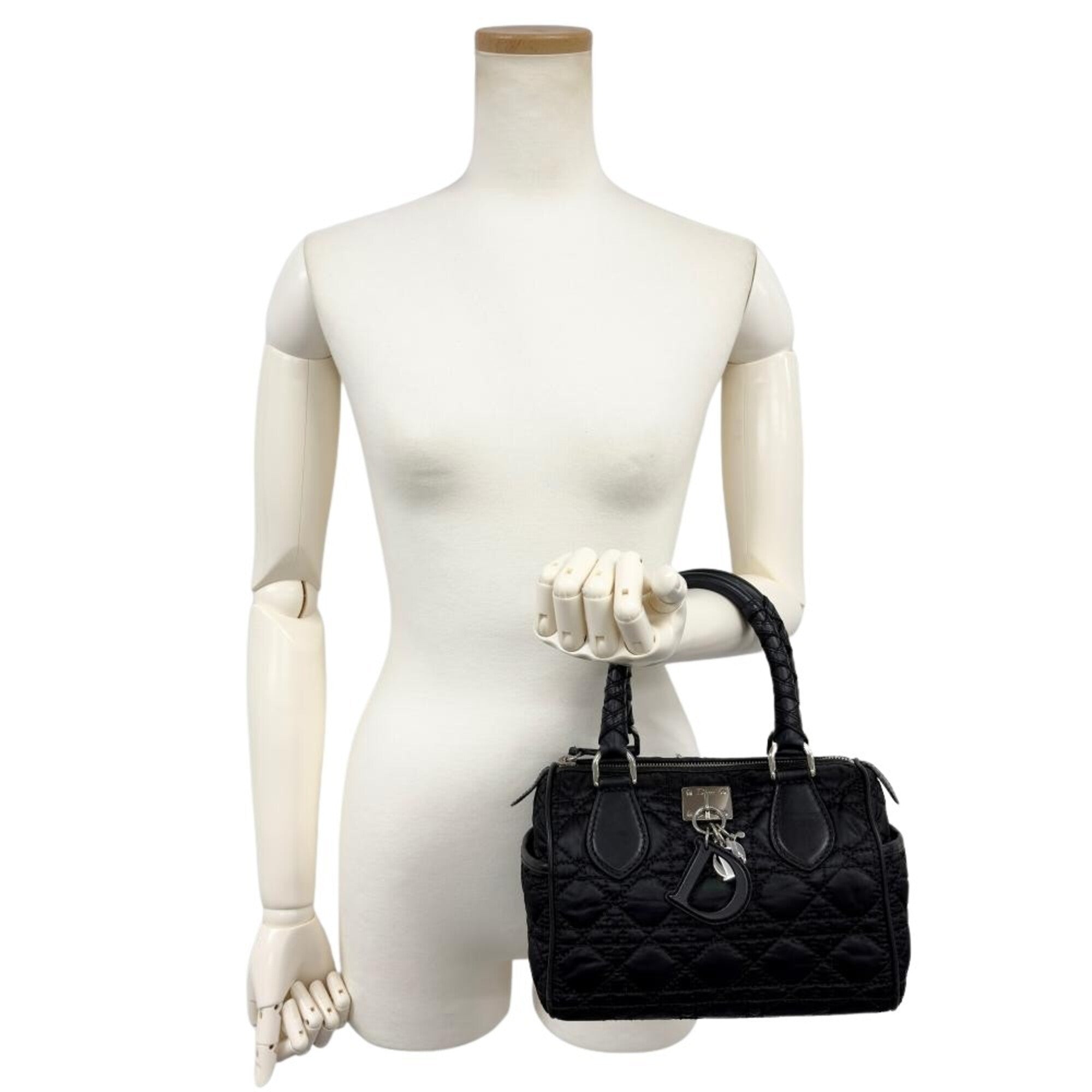 Christian Dior Lovely Black Nylon Leather Handbag (Pre-Owned)