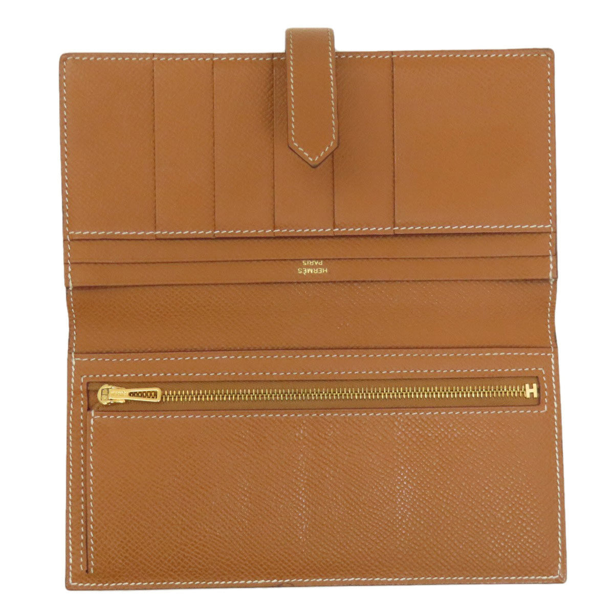 Hermes Gold Brown Epsom Leather Long Wallet (Bi-Fold) (Pre-Owned)