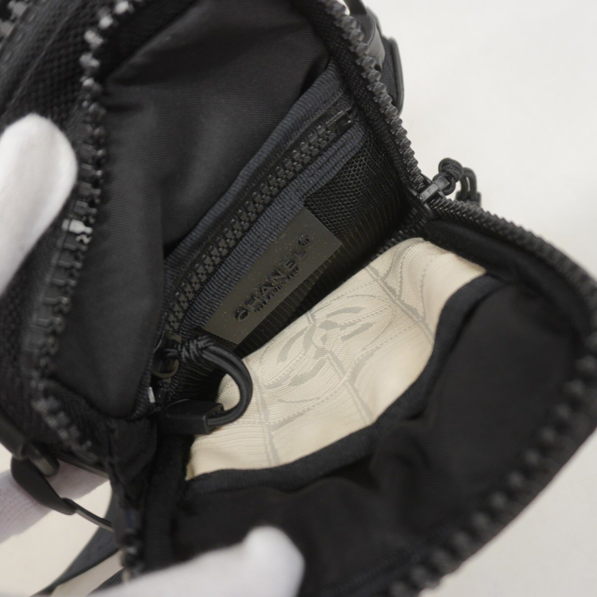 Chanel Black Ivory Nylon Shoulder Bag (Pre-Owned)